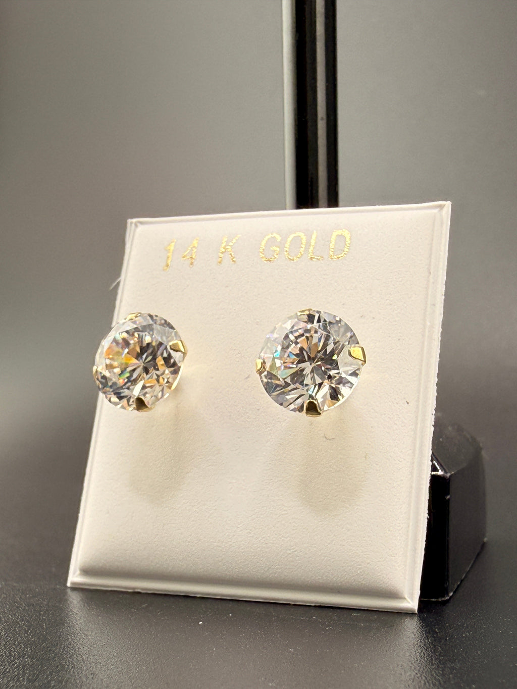14K Gold 3 CT CZ Diamond Stud Earrings