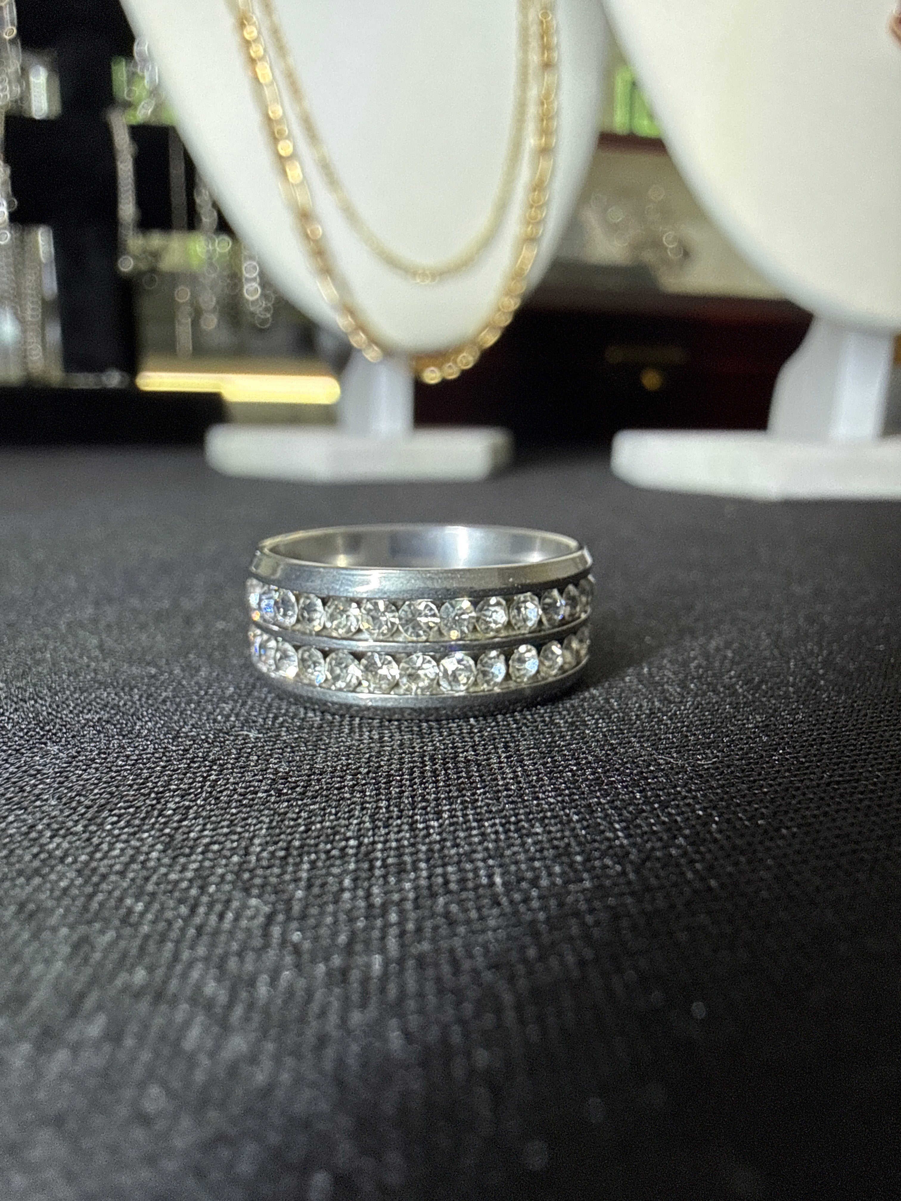 Stainless steel with CZ diamonds