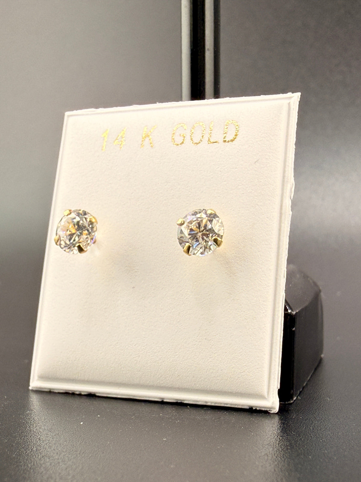 14K Gold 2CT CZ Diamond Stud Earrings