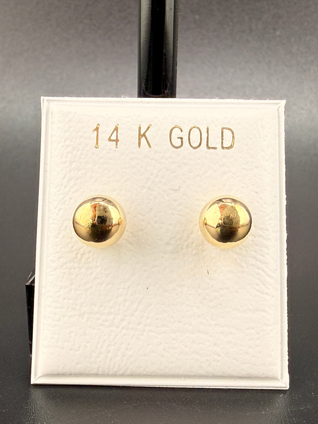 14K Solid Gold 6MM Ball Stud Earrings