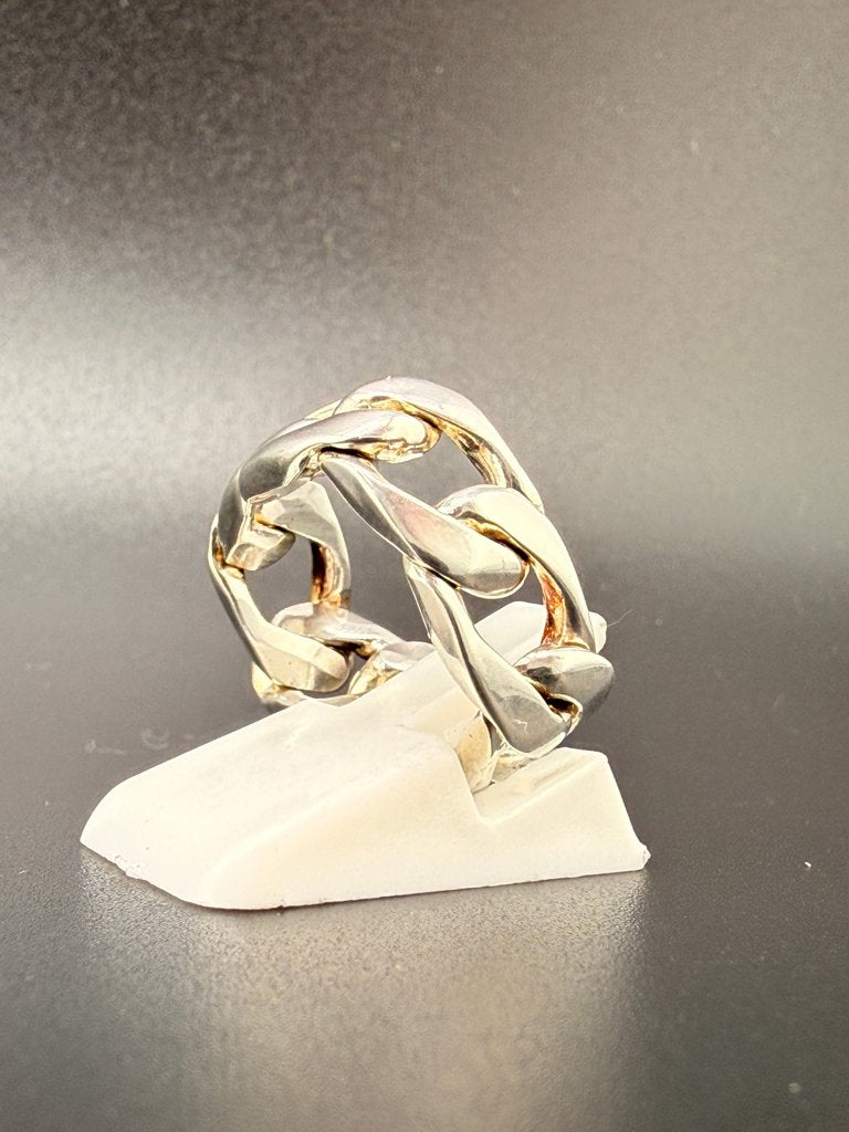 925 Sterling Silver Cuban Link Chain Ring - 7