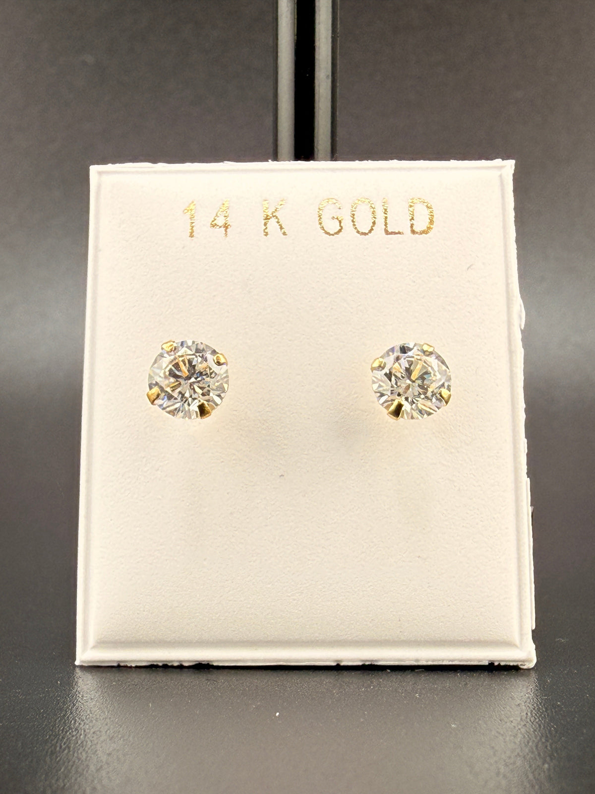 14K Gold 2CT CZ Diamond Stud Earrings
