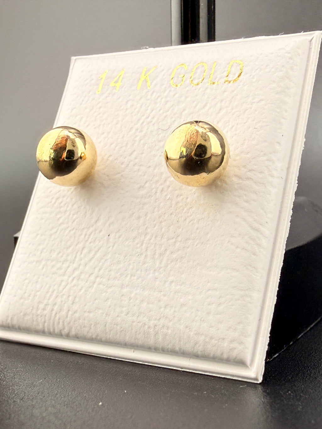14K Solid Gold 6MM Ball Stud Earrings