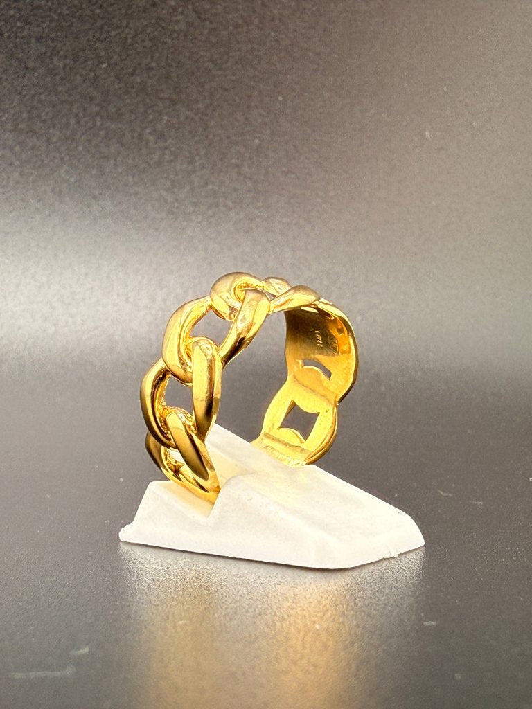 14K Gold Bonded Sterling Silver Cuban Link Ring – 7.6mm, 7.2 Grams - 8.25