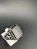 .925 Sterling Silver Black Onyx Squoval Ring – Size 12 – 11.7g