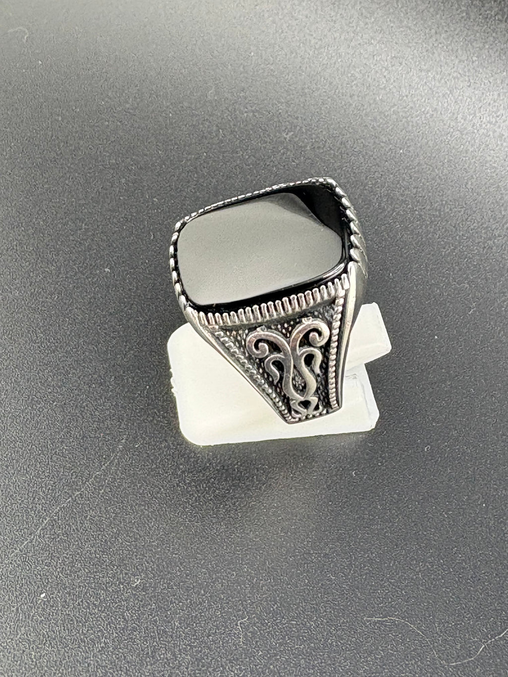 .925 Sterling Silver Black Onyx Squoval Ring – Size 12 – 11.7g