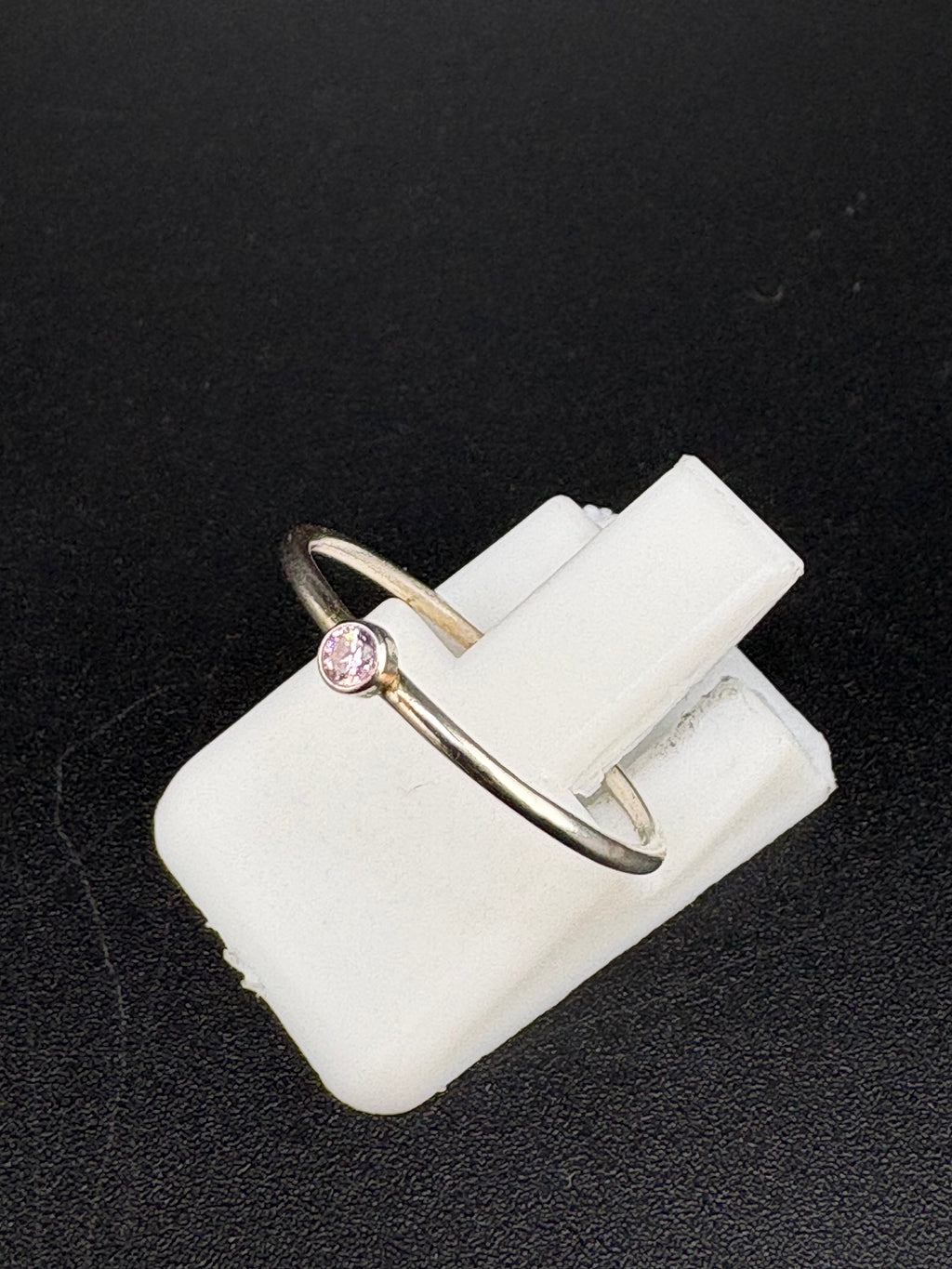 .925 Sterling Silver Light Pink CZ Ring – 0.5g