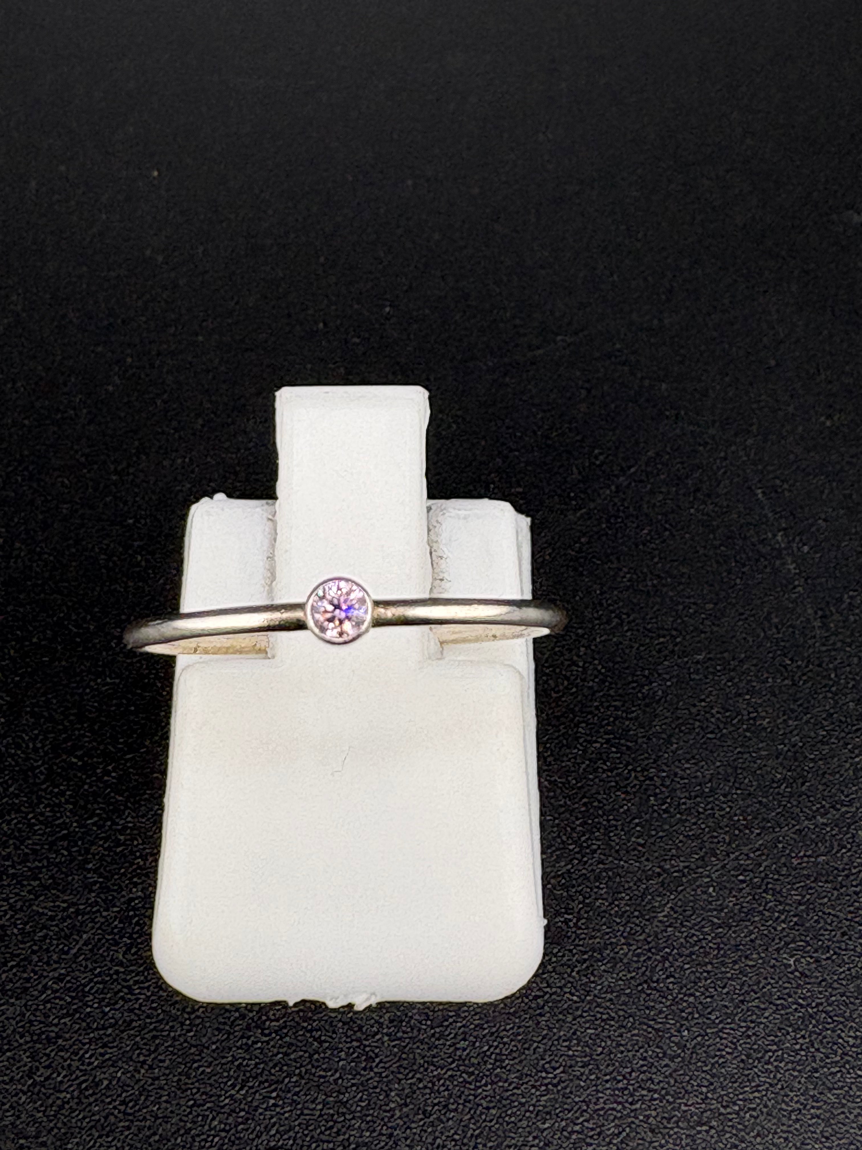 .925 Sterling Silver Light Pink CZ Ring – 0.5g