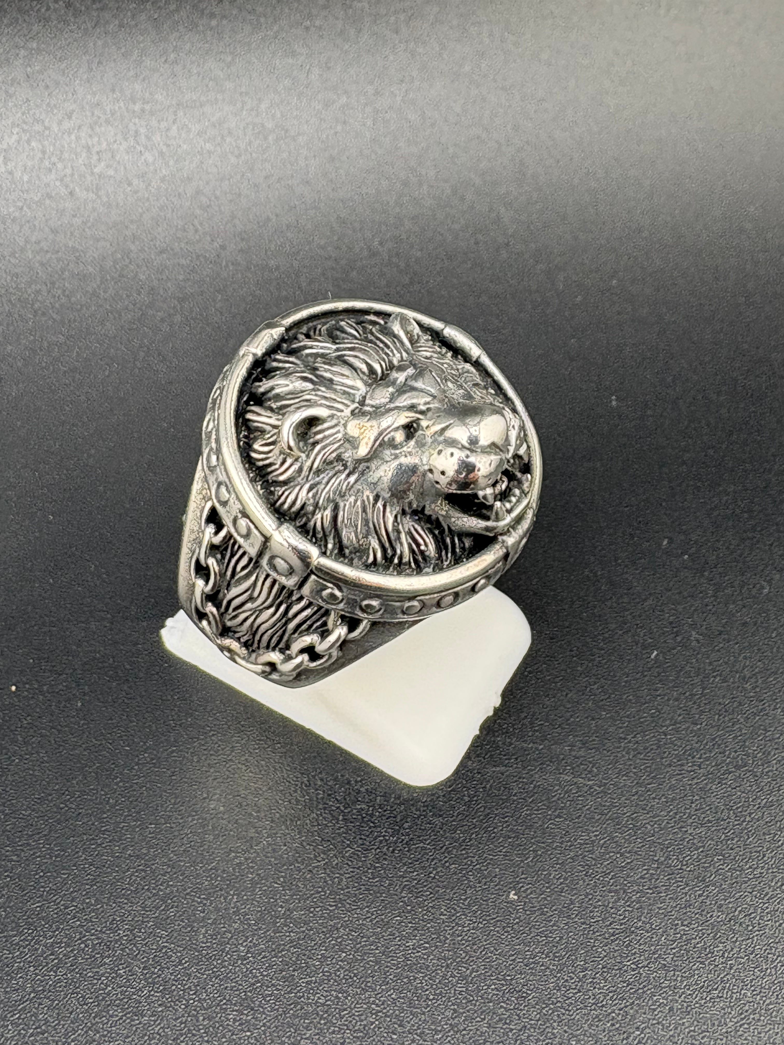 925 Sterling Silver Lion Head Ring – Bold Statement Jewelry