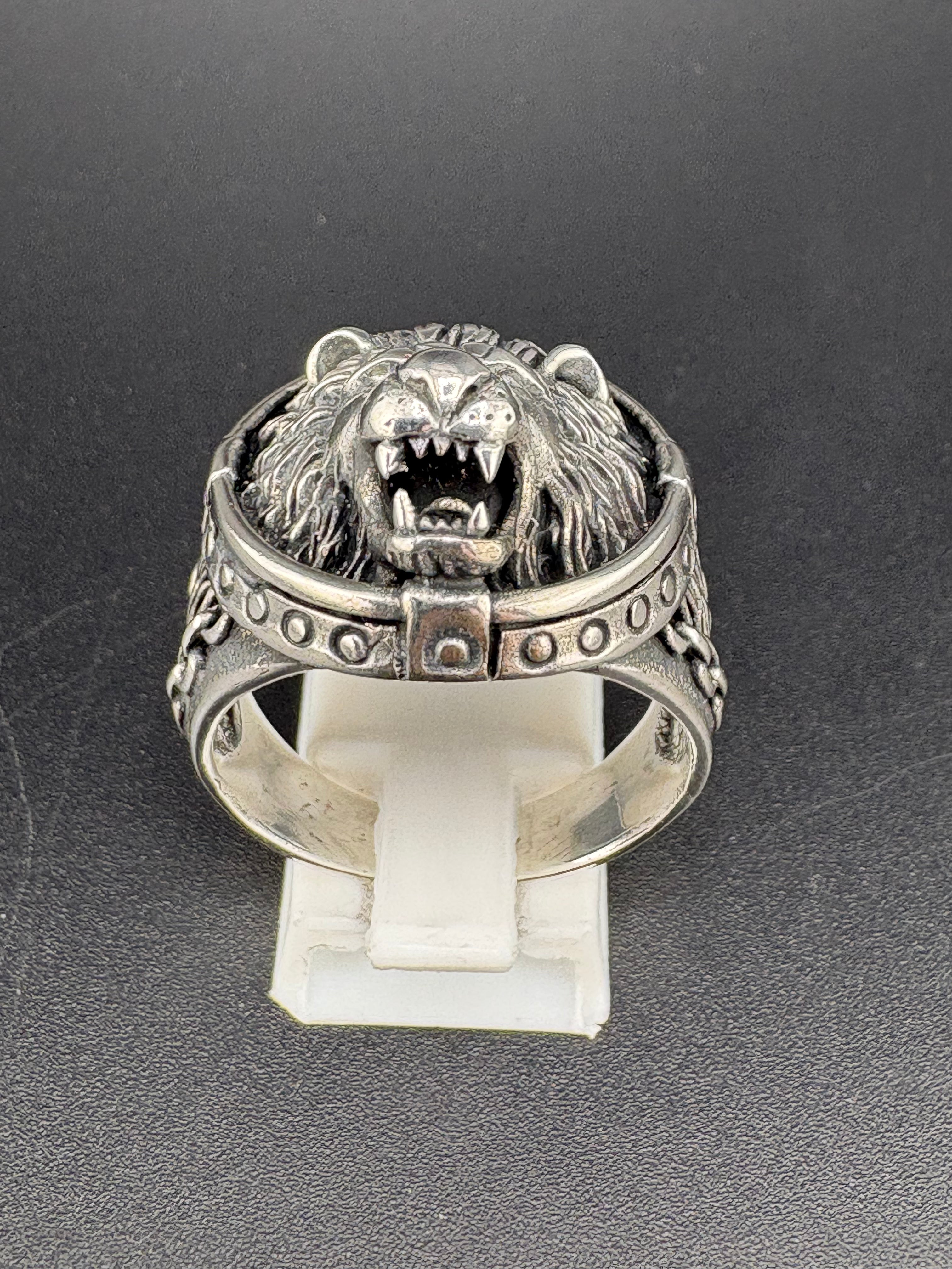 925 Sterling Silver Lion Head Ring – Bold Statement Jewelry