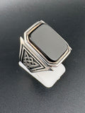 925 Sterling Silver Square Onyx Celtic Ring — Size 9.25