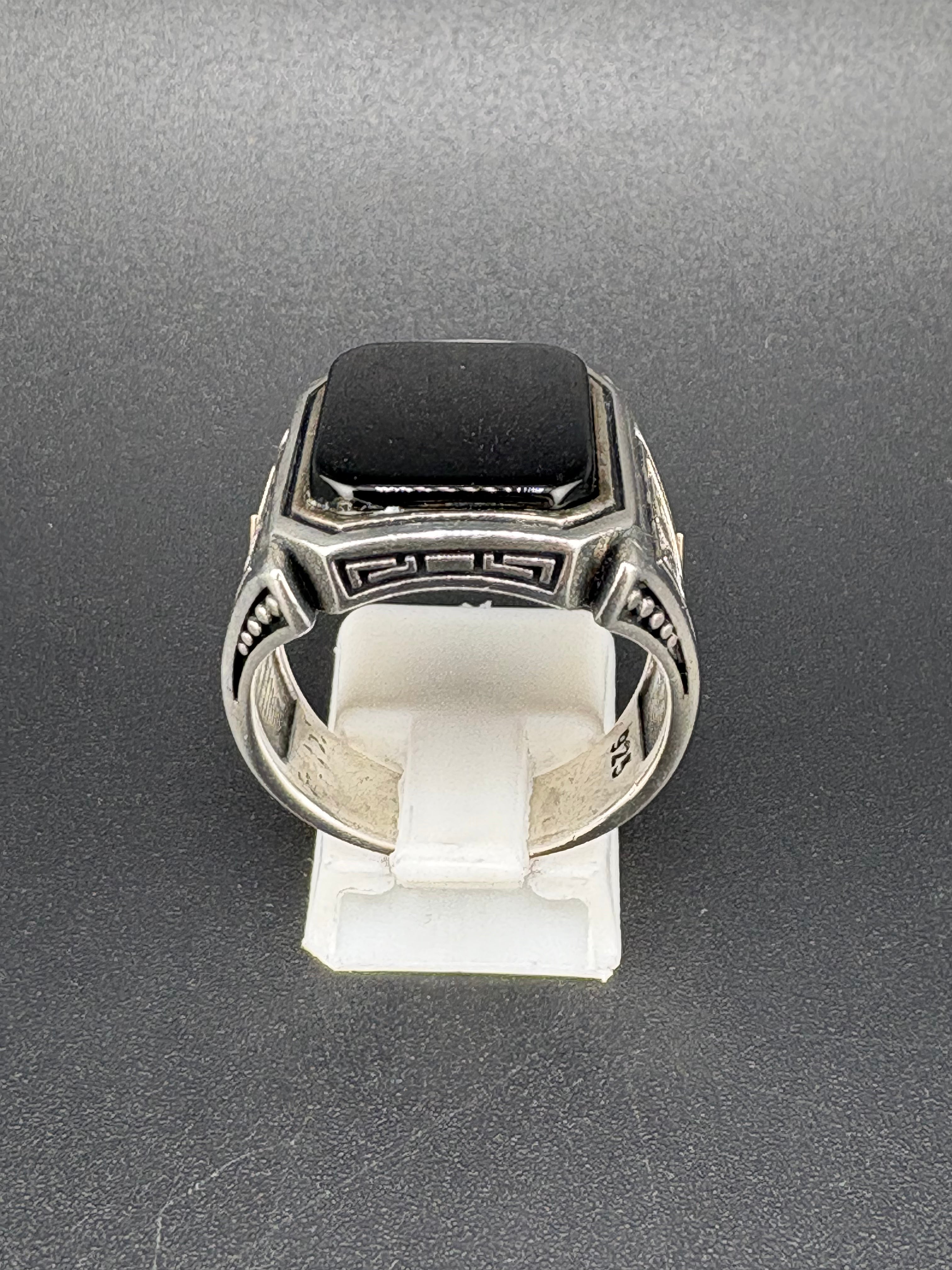 925 Sterling Silver Square Onyx Celtic Ring — Size 9.25