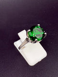 925 Sterling Silver Round Emerald CZ Ring – Size 7