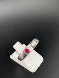 925 Sterling Silver Red, White & Blue Stone Ring – Size 7
