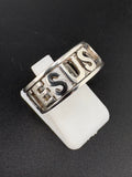 925 Sterling Silver Jesus Script Heart Ring — Size 8.25