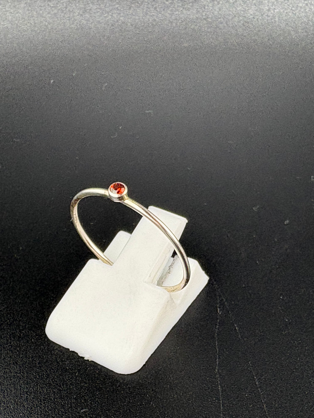 .925 Sterling Silver Small Red CZ Ring – 0.5g