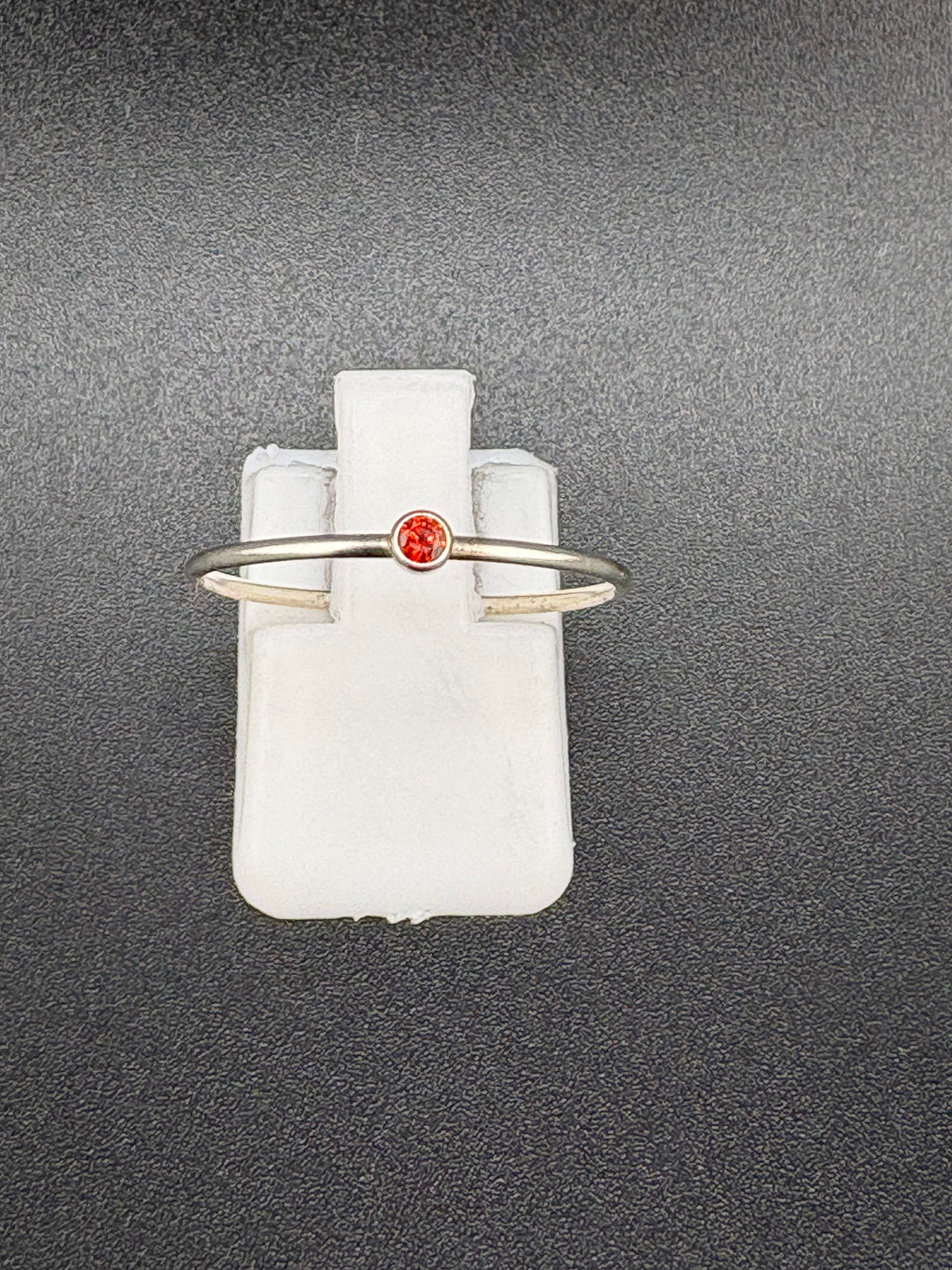 .925 Sterling Silver Small Red CZ Ring – 0.5g