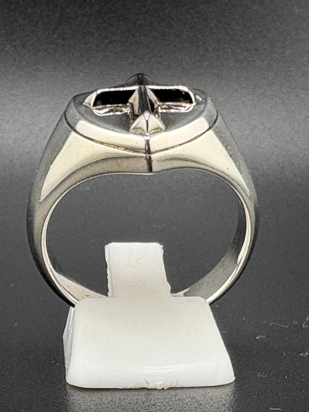 .925 Sterling Silver Two-Tone Cross Shield Ring – 10.38g