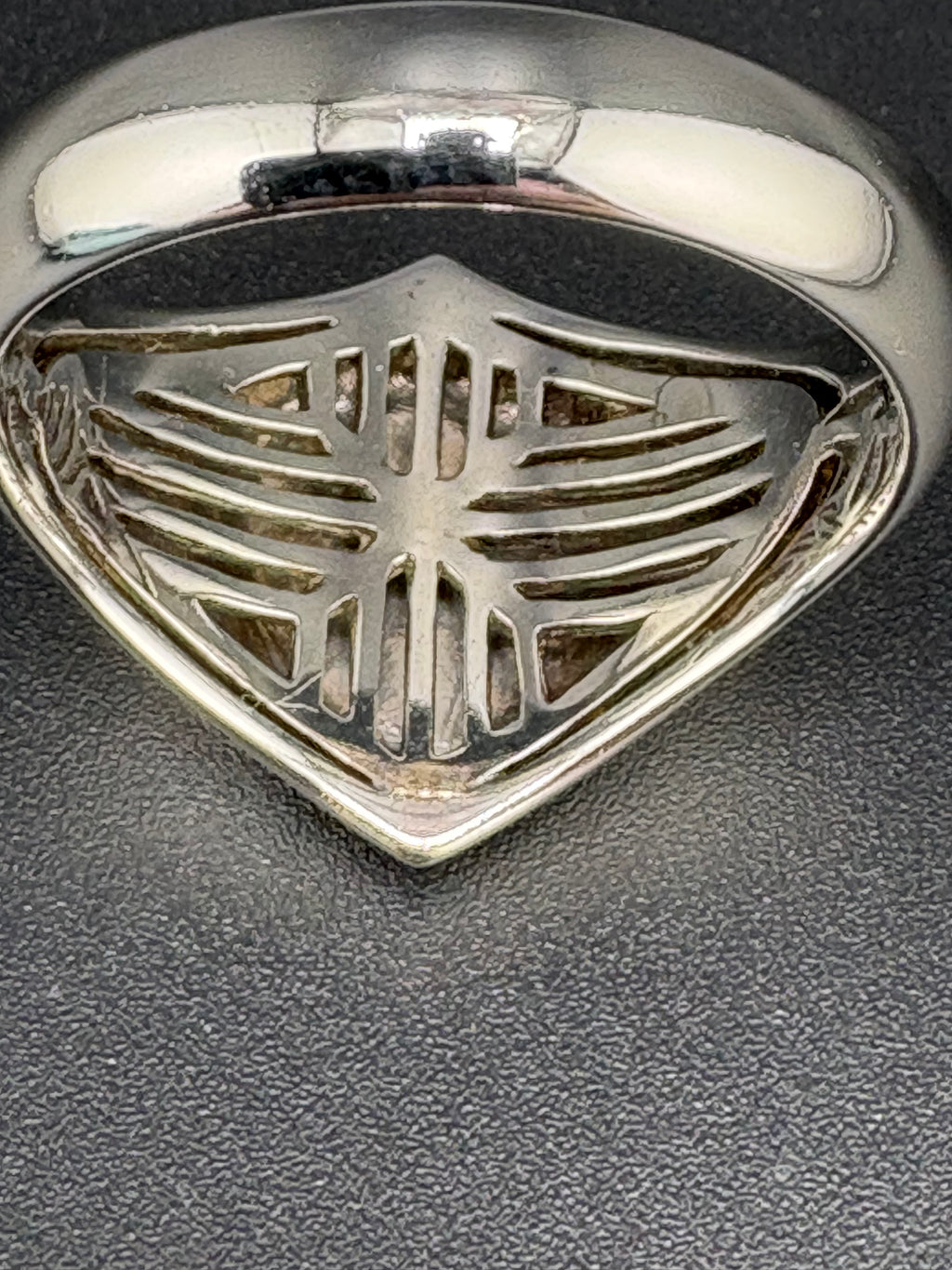 .925 Sterling Silver Two-Tone Cross Shield Ring – 10.38g