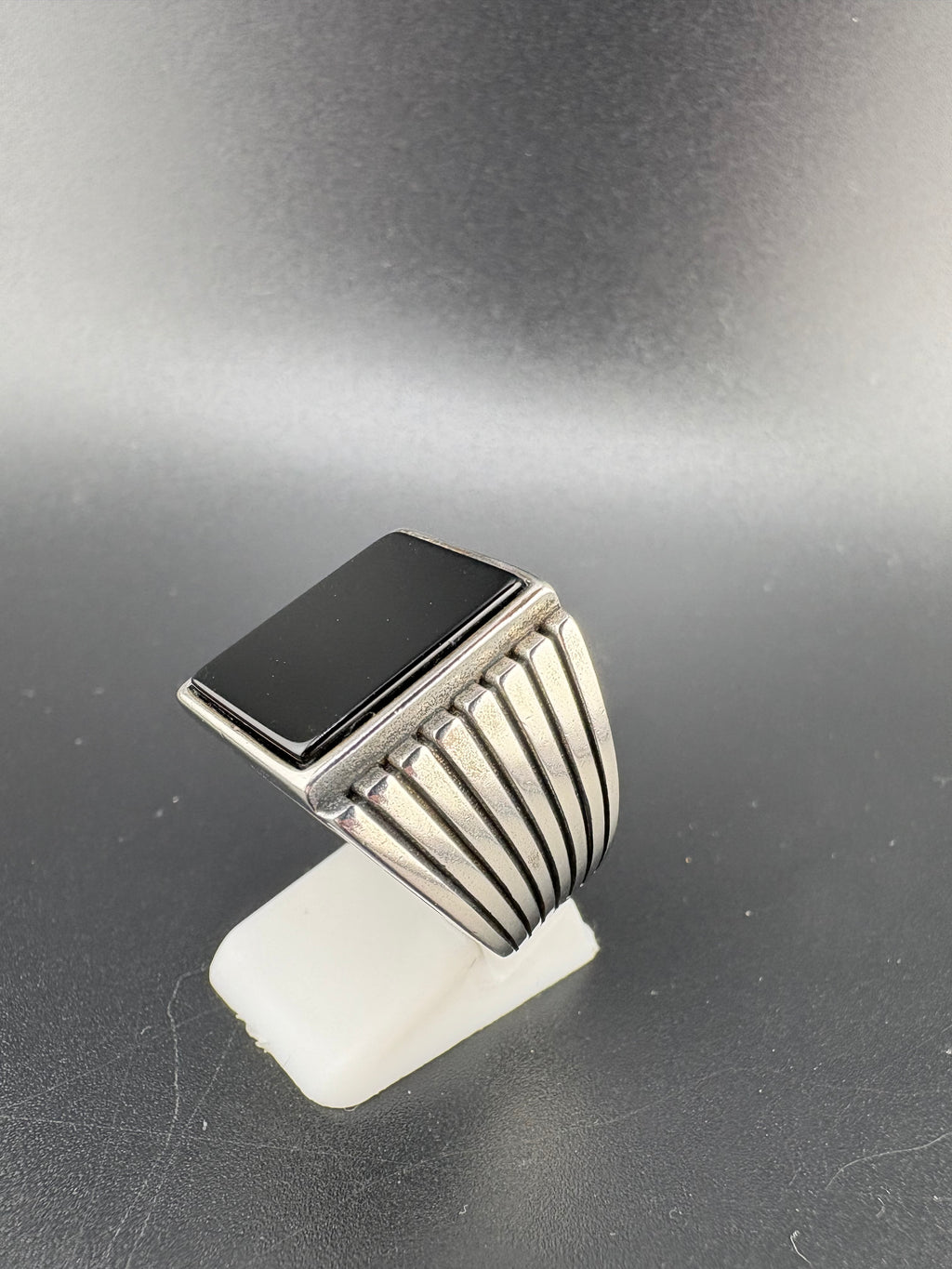 .925 Sterling Silver Square Onyx Ring – 10.54g