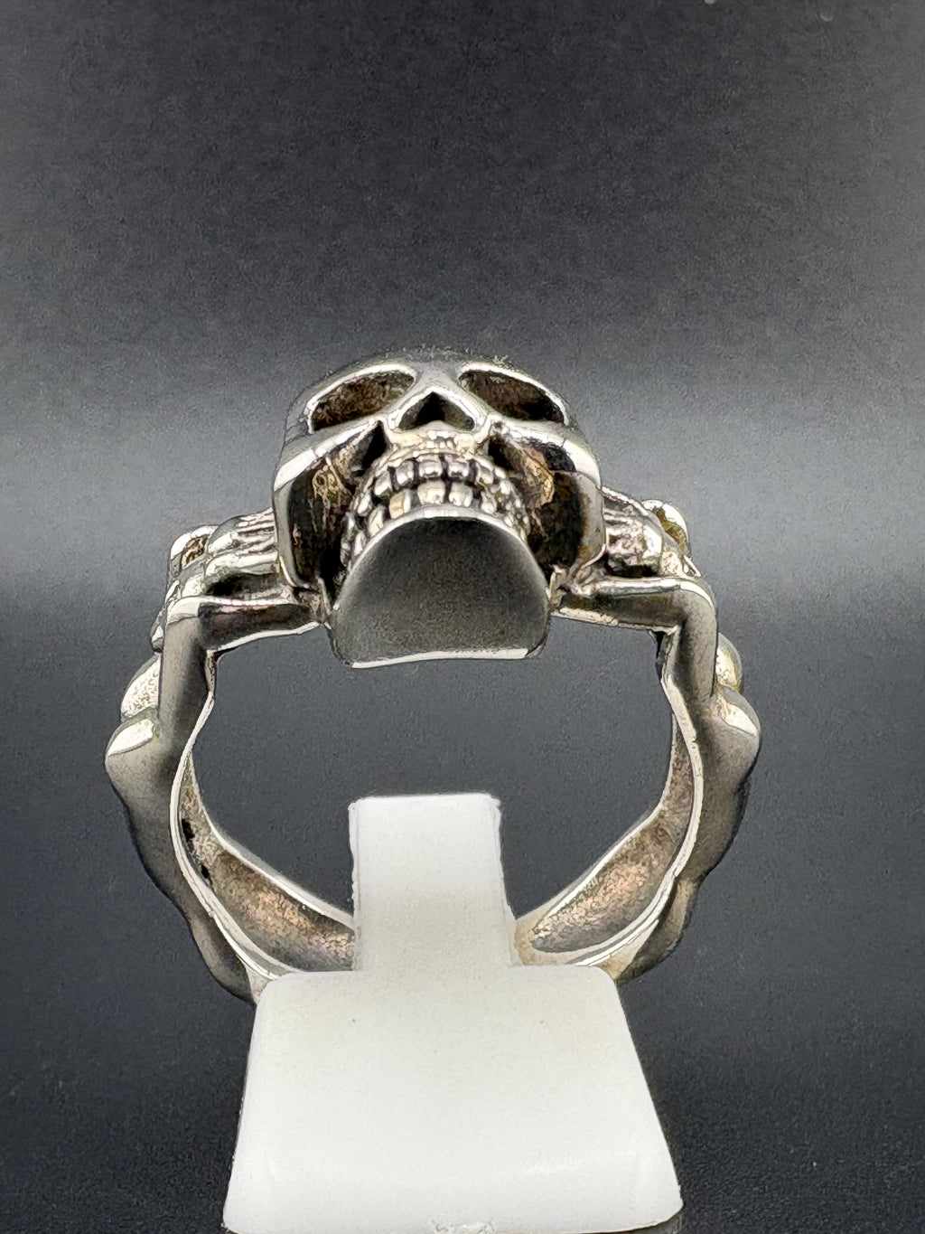 .925 Sterling Silver Skull Woman Figure Ring – 11.2g – Size 10