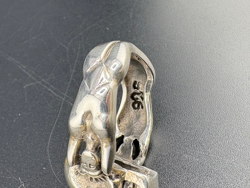 .925 Sterling Silver Skull Woman Figure Ring – 11.2g – Size 10