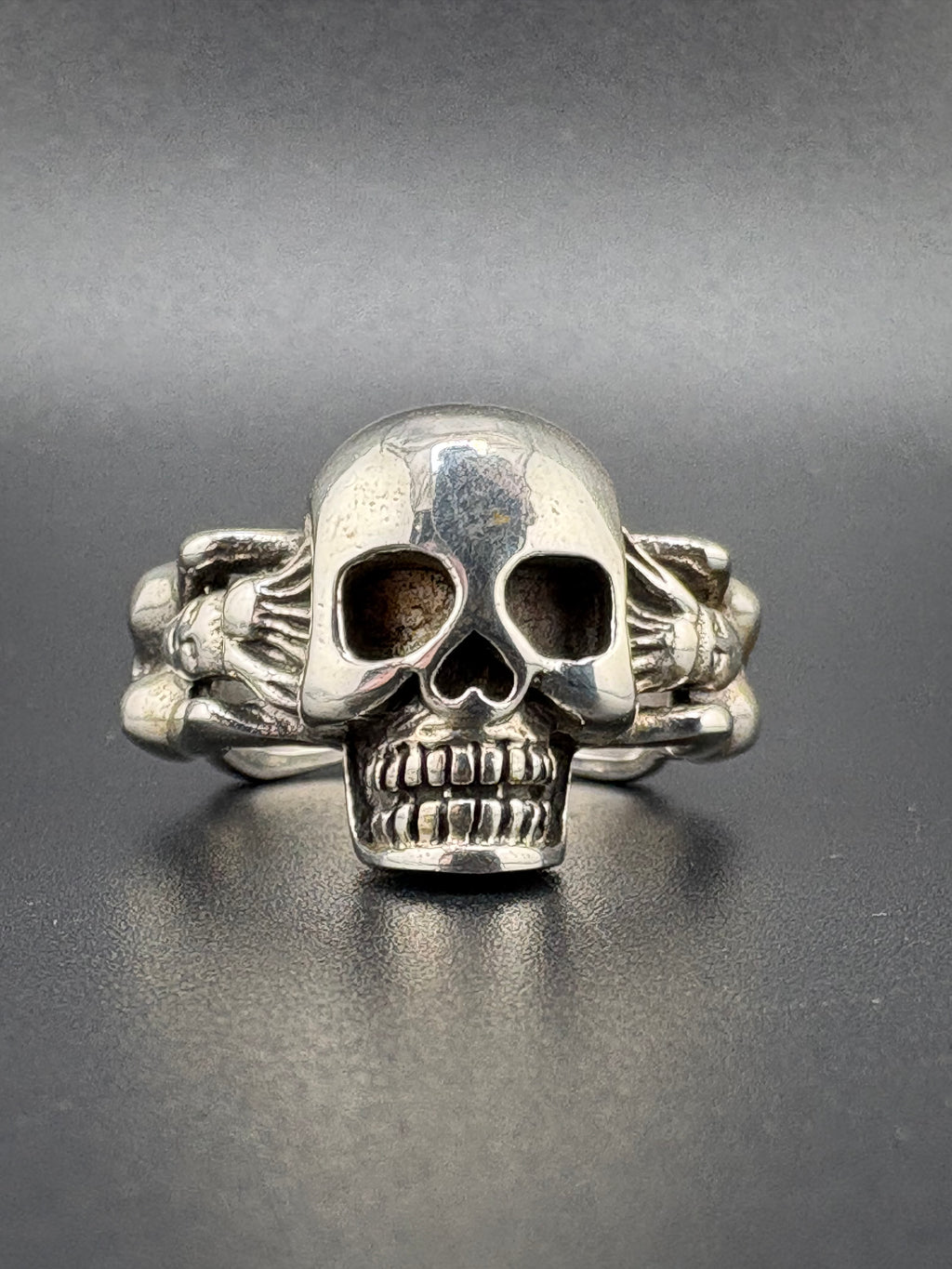 .925 Sterling Silver Skull Woman Figure Ring – 11.2g – Size 10