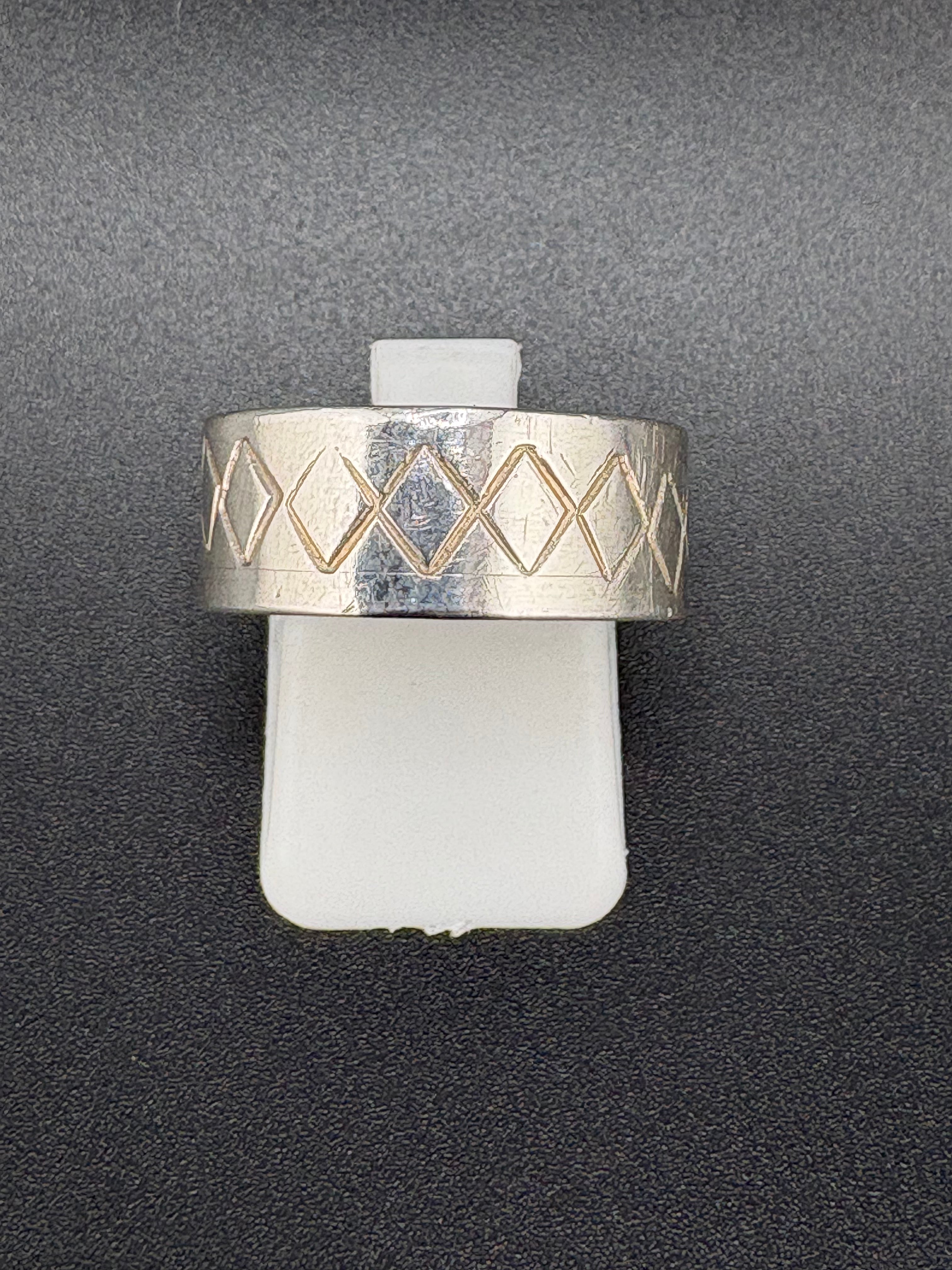 .925 Sterling Silver Textured Band Ring – 6.67g – Size 7