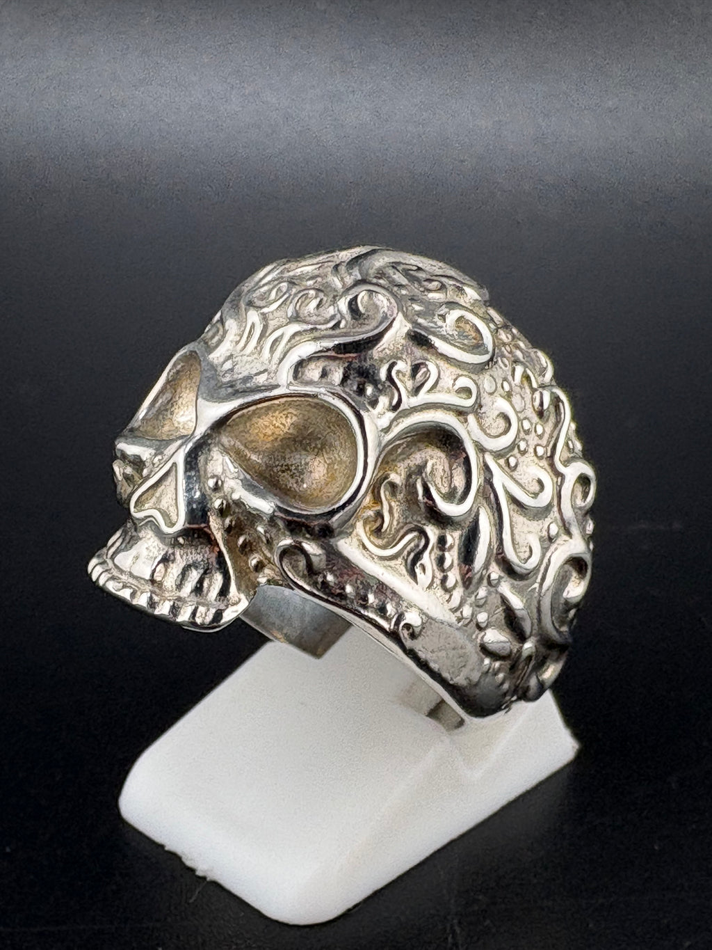 .925 Sterling Silver Día de los Muertos Ring – 12.7g – Size 9 Adjustable