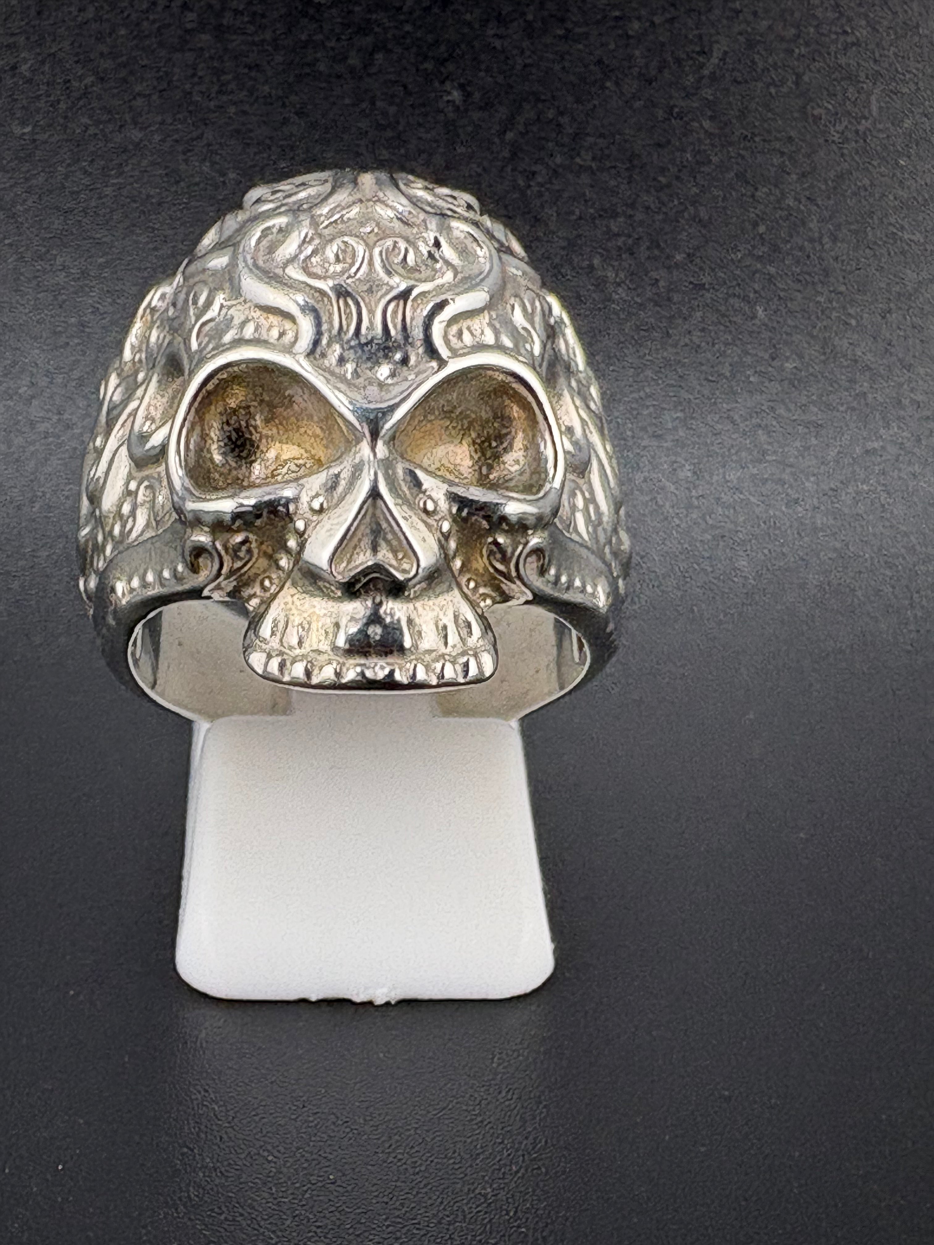 .925 Sterling Silver Día de los Muertos Ring – 12.7g – Size 9 Adjustable