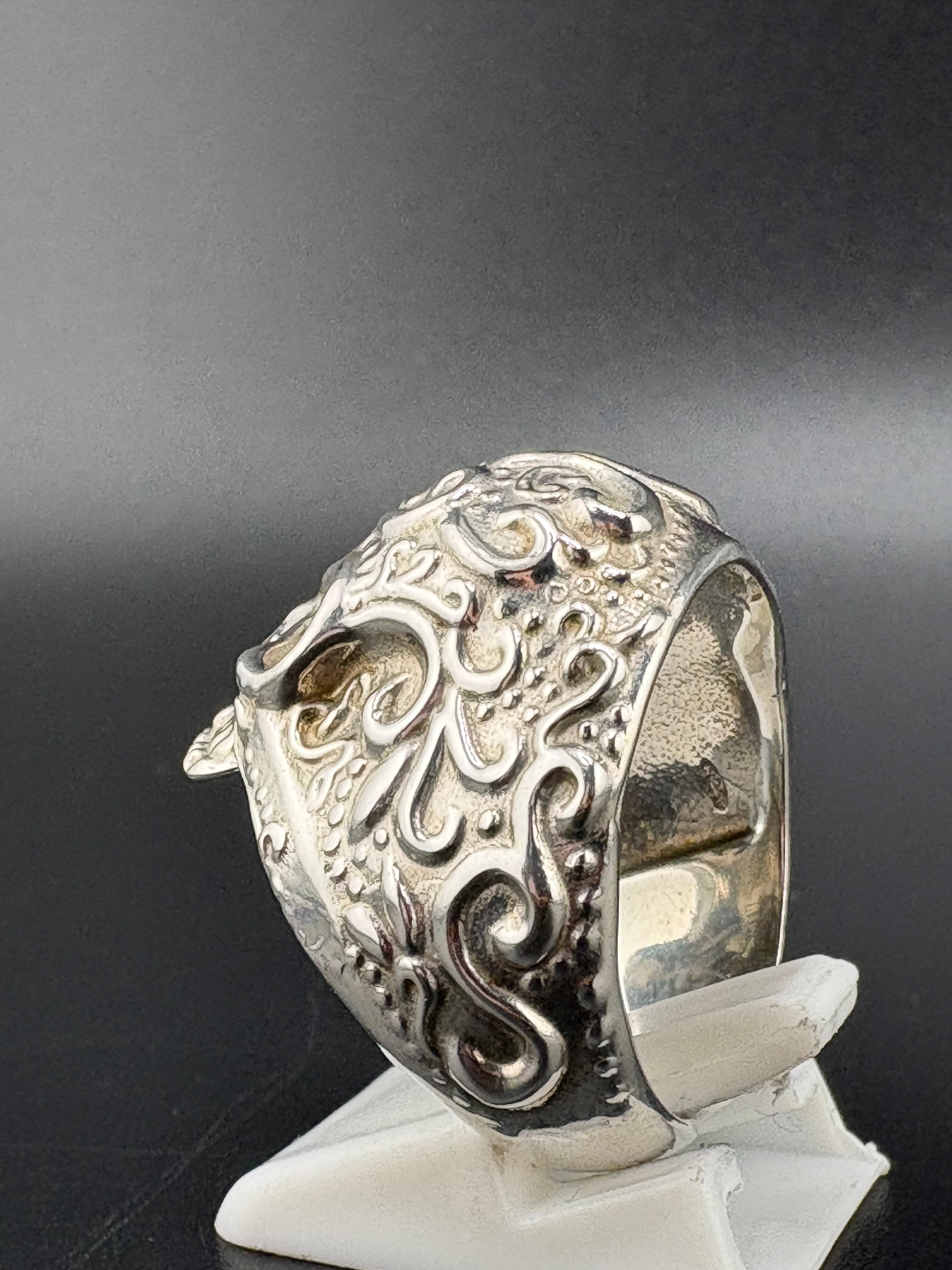 .925 Sterling Silver Día de los Muertos Ring – 12.7g – Size 9 Adjustable