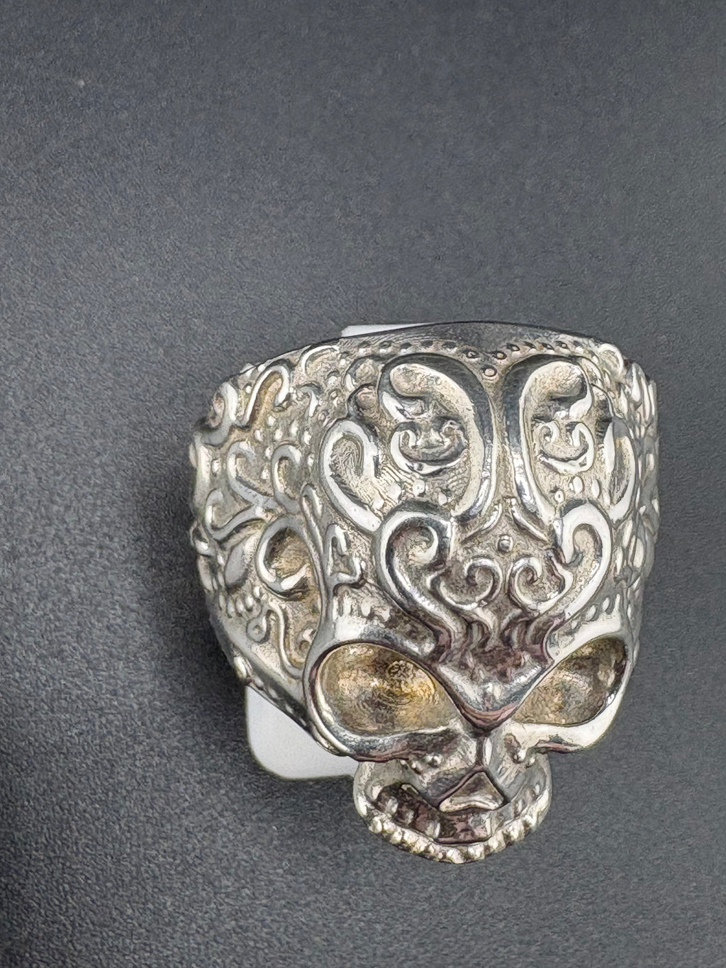 .925 Sterling Silver Día de los Muertos Ring – 12.7g – Size 9 Adjustable