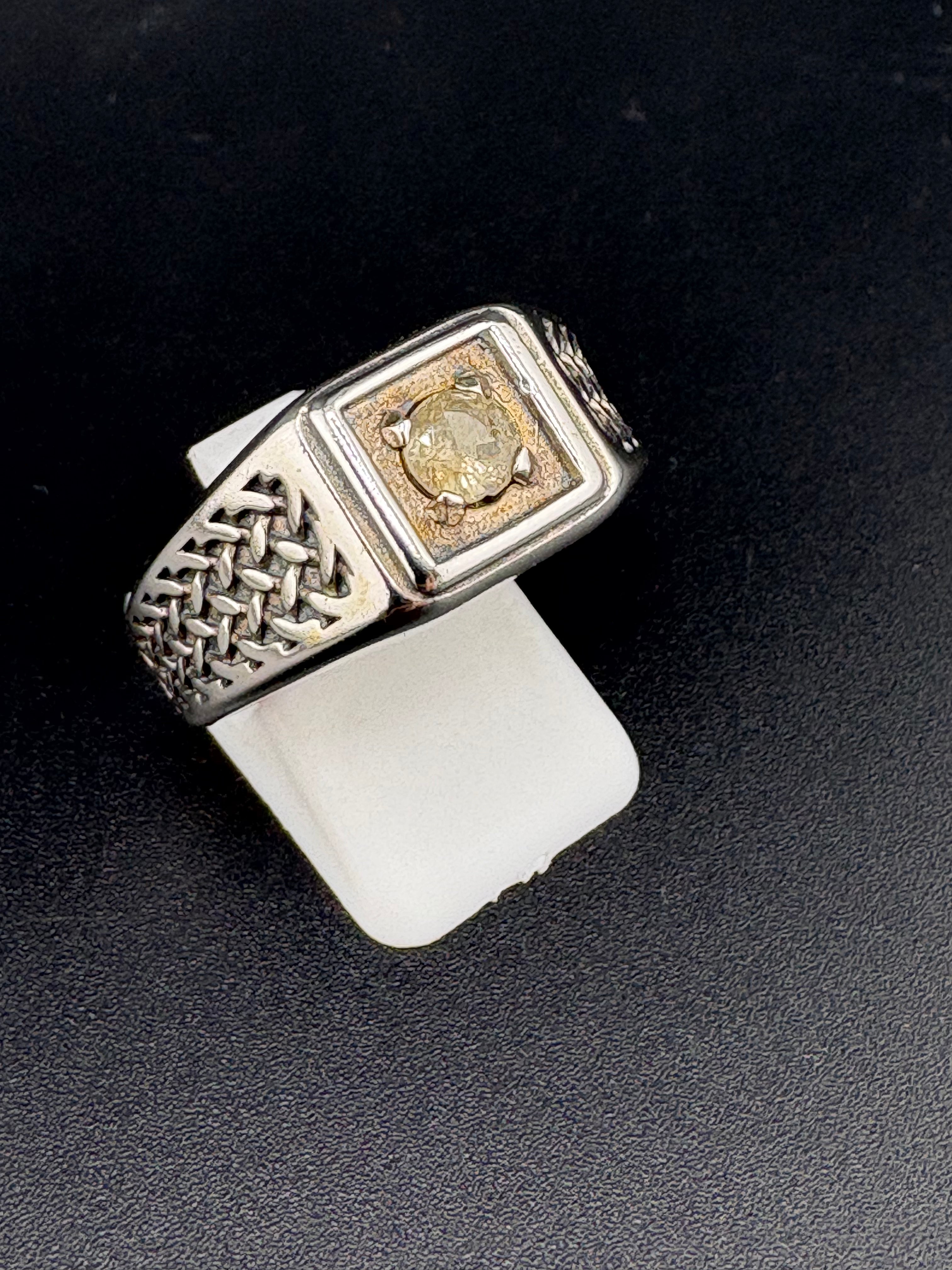 .925 Sterling Silver CZ Diamond Woven Ring – 8.8g – Size 11