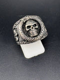 .925 Sterling Silver Skull & Snake Ring – 10.5g – Size 10