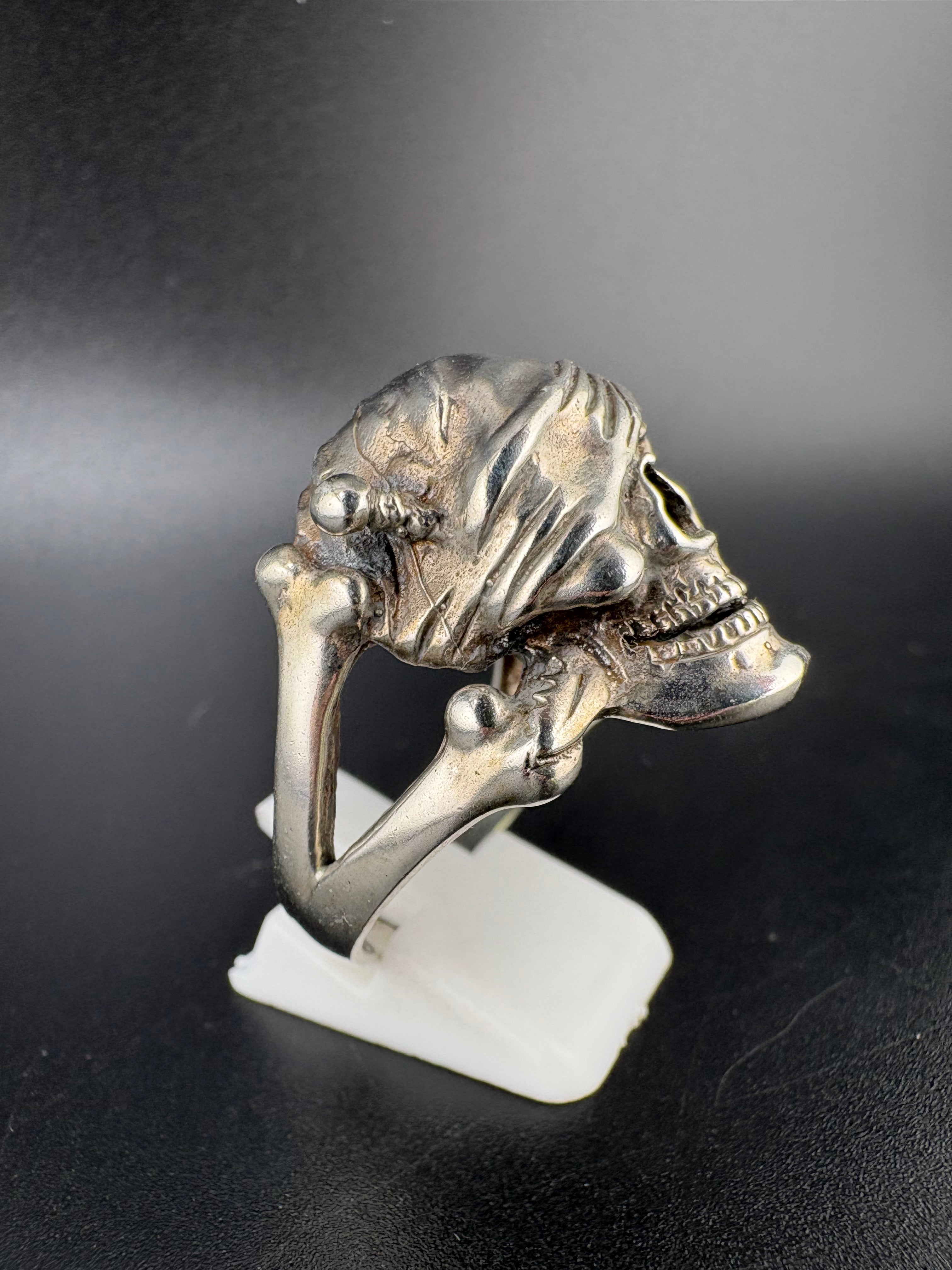 .925 Sterling Silver Pirate “One-Eyed Willie” Skull Ring – 15.5g – Size 13.5