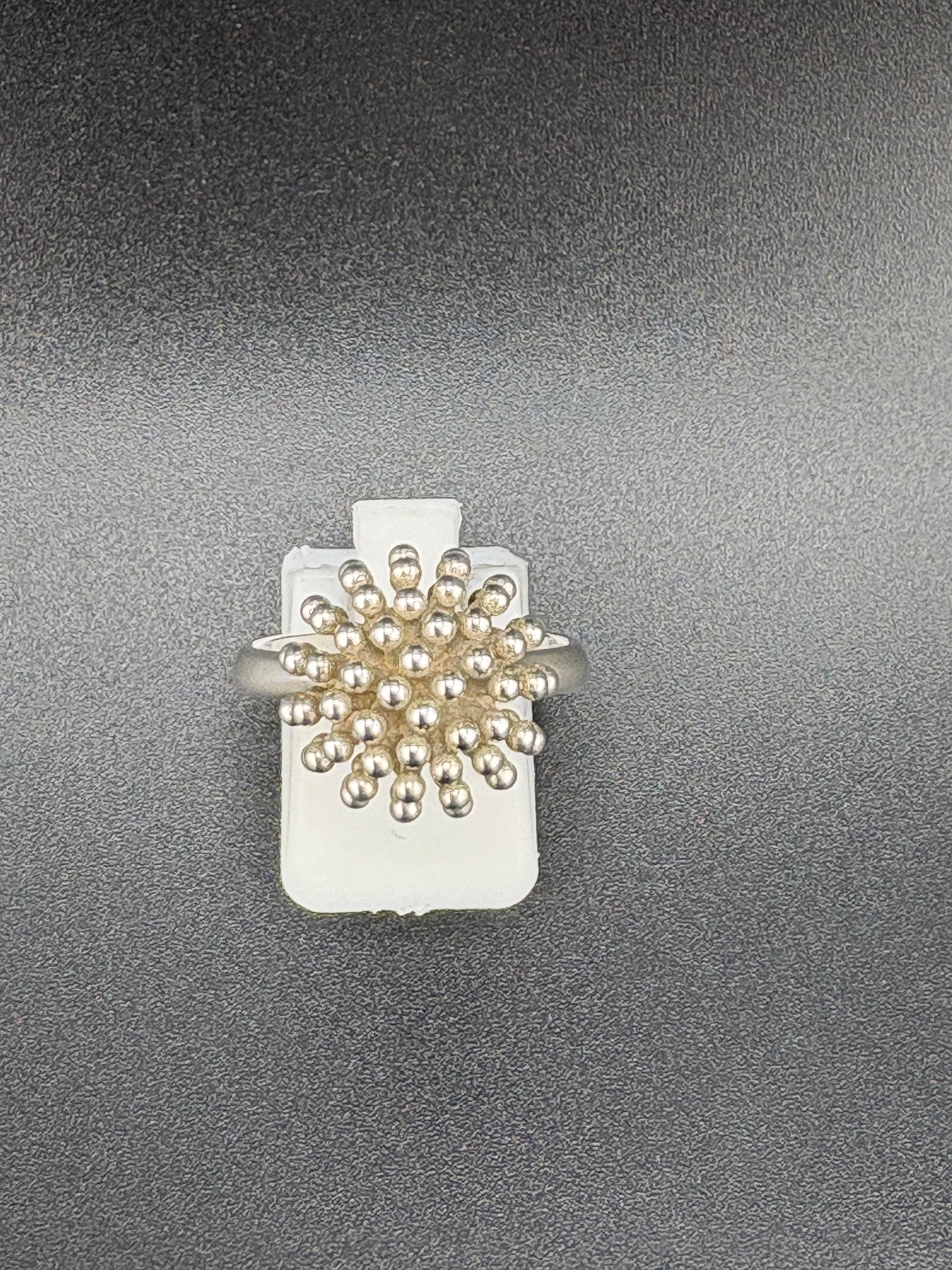 .925 Sterling Silver Firework Ball Ring – 9.67g – Size 8