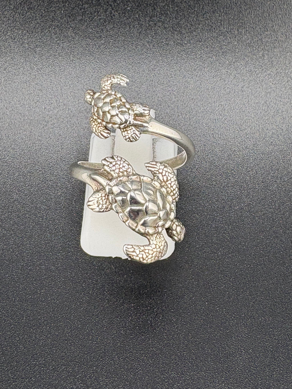 .925 Sterling Silver Two Turtle Ring – 4g – Size 7 Adjustable