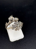 .925 Sterling Silver Acorn & Leaf Ring – 2.43g – Size 8 Adjustable