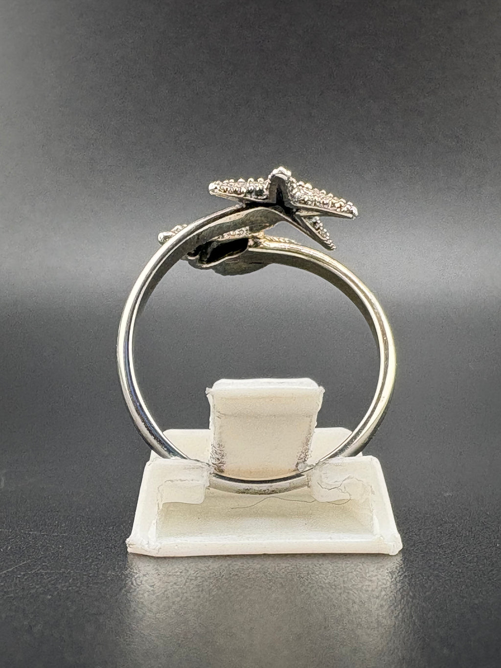 .925 Sterling Silver Starfish & Seashell Ring – 2.43g – Size 7 Adjustable