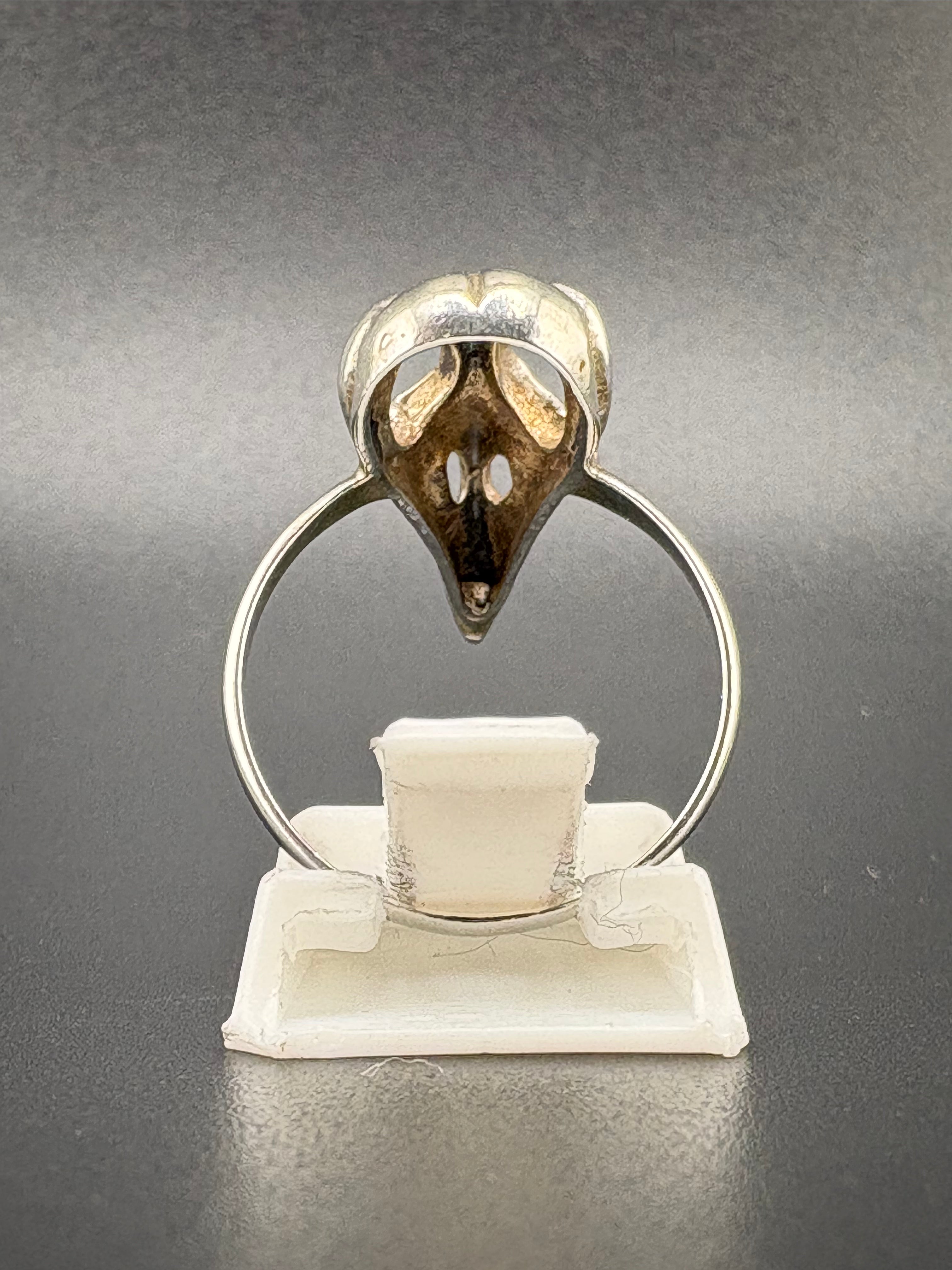 .925 Sterling Silver Crow Skull Ring – 2g