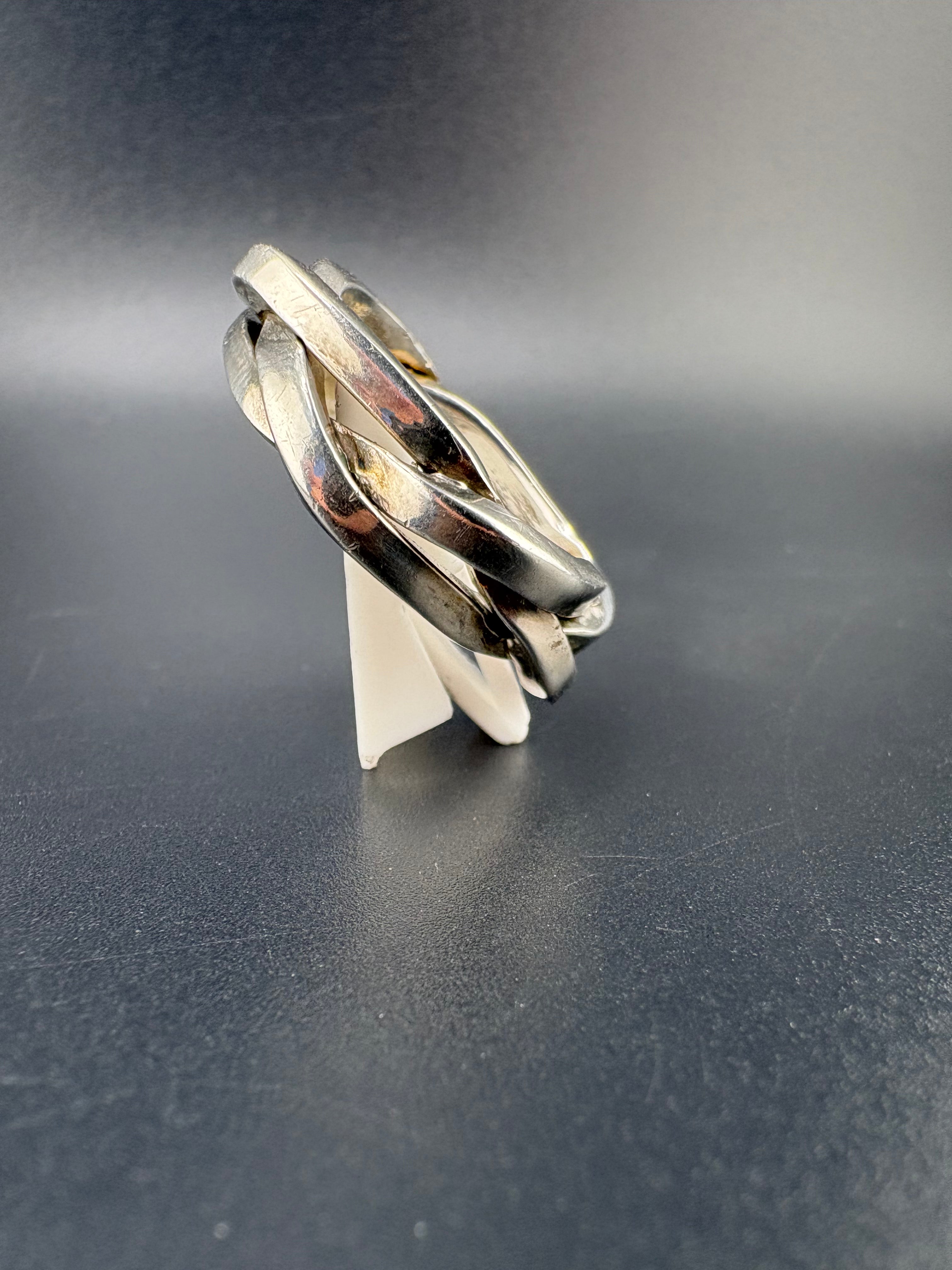 .925 Sterling Silver Woven Ring – 15g – Size 10