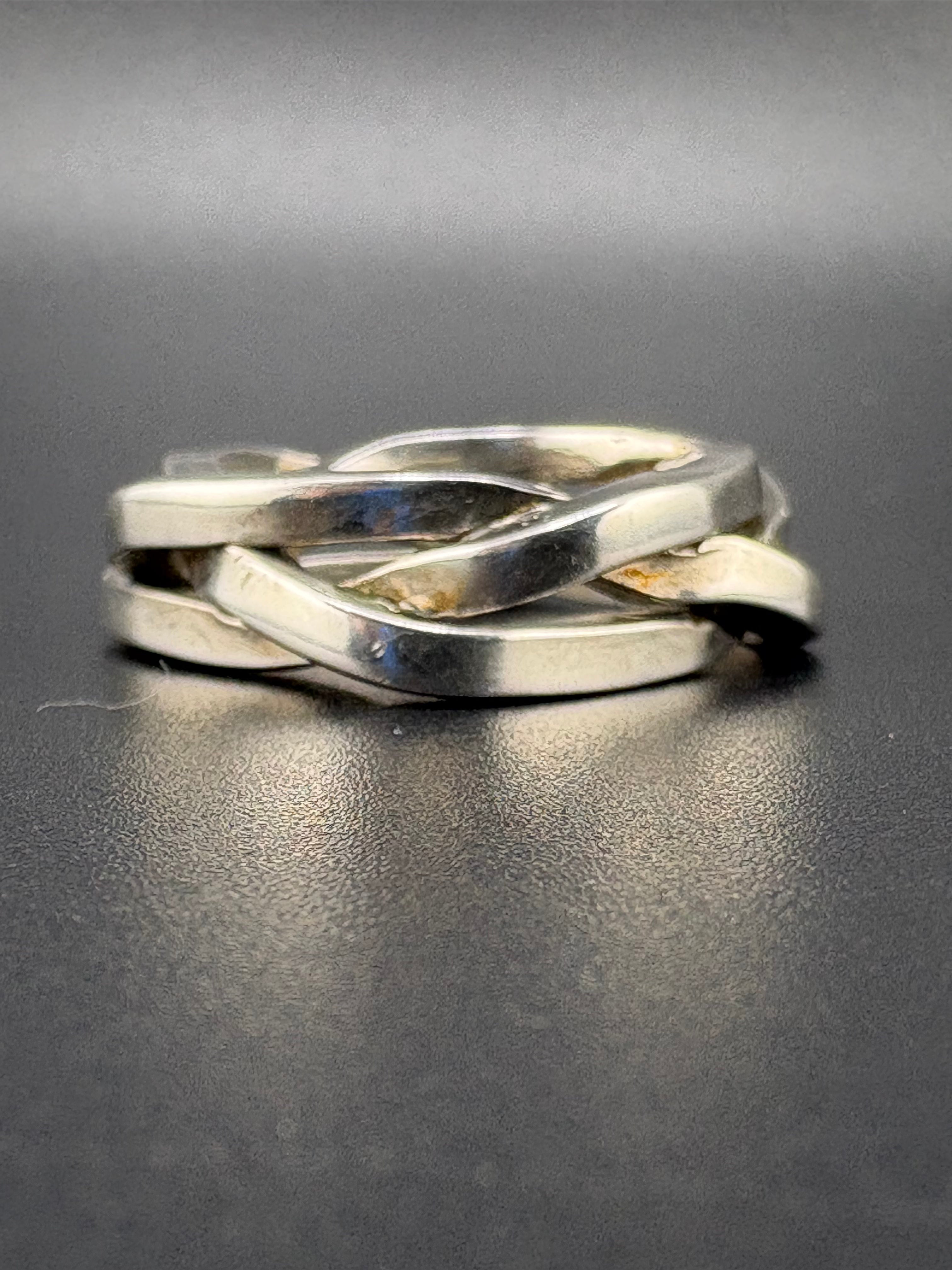 .925 Sterling Silver Woven Ring – 15g – Size 10