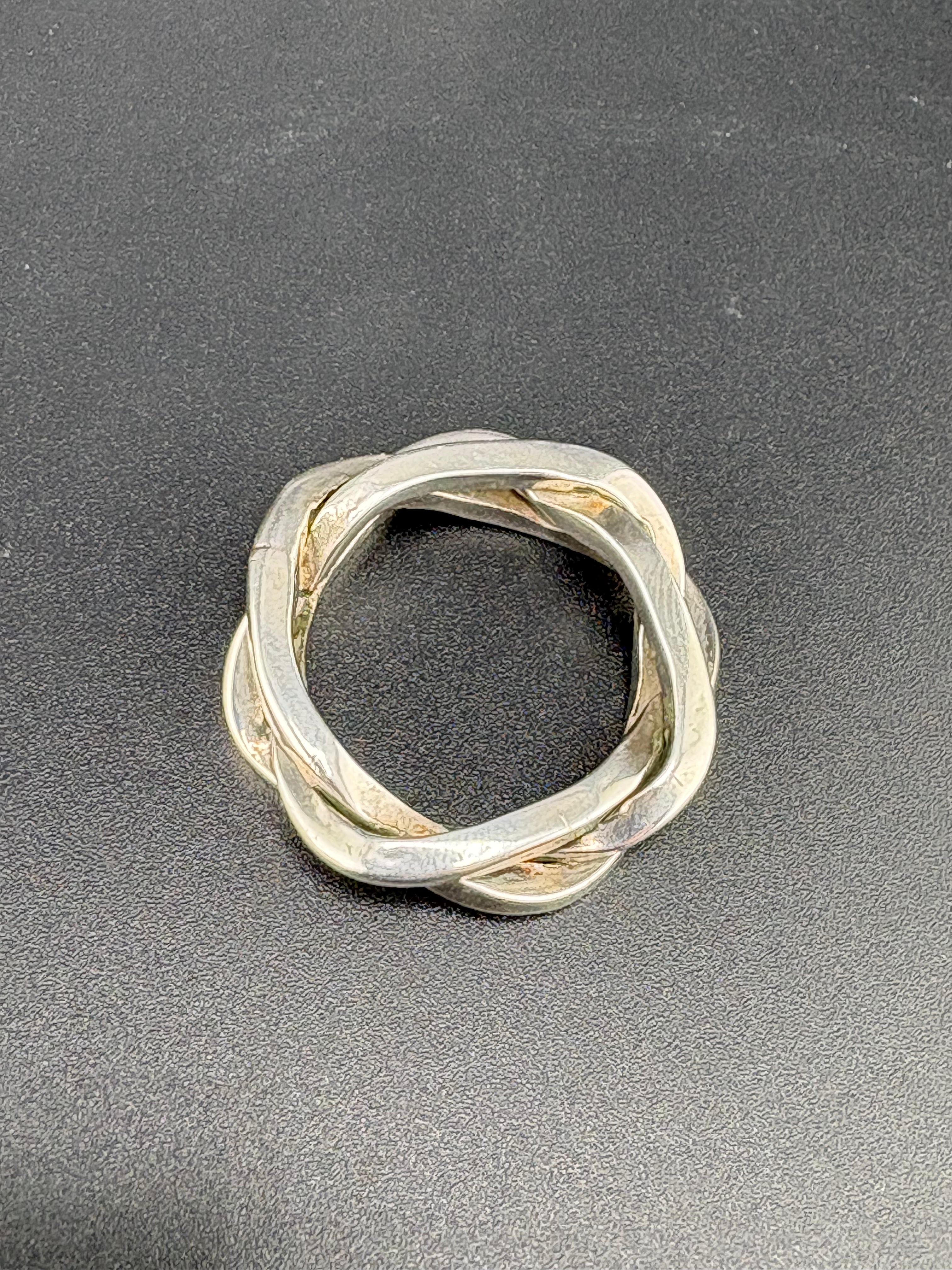 .925 Sterling Silver Woven Ring – 15g – Size 10