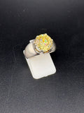 .925 Sterling Silver 4ct Canary Yellow CZ Ring – 6.48g – Size 7