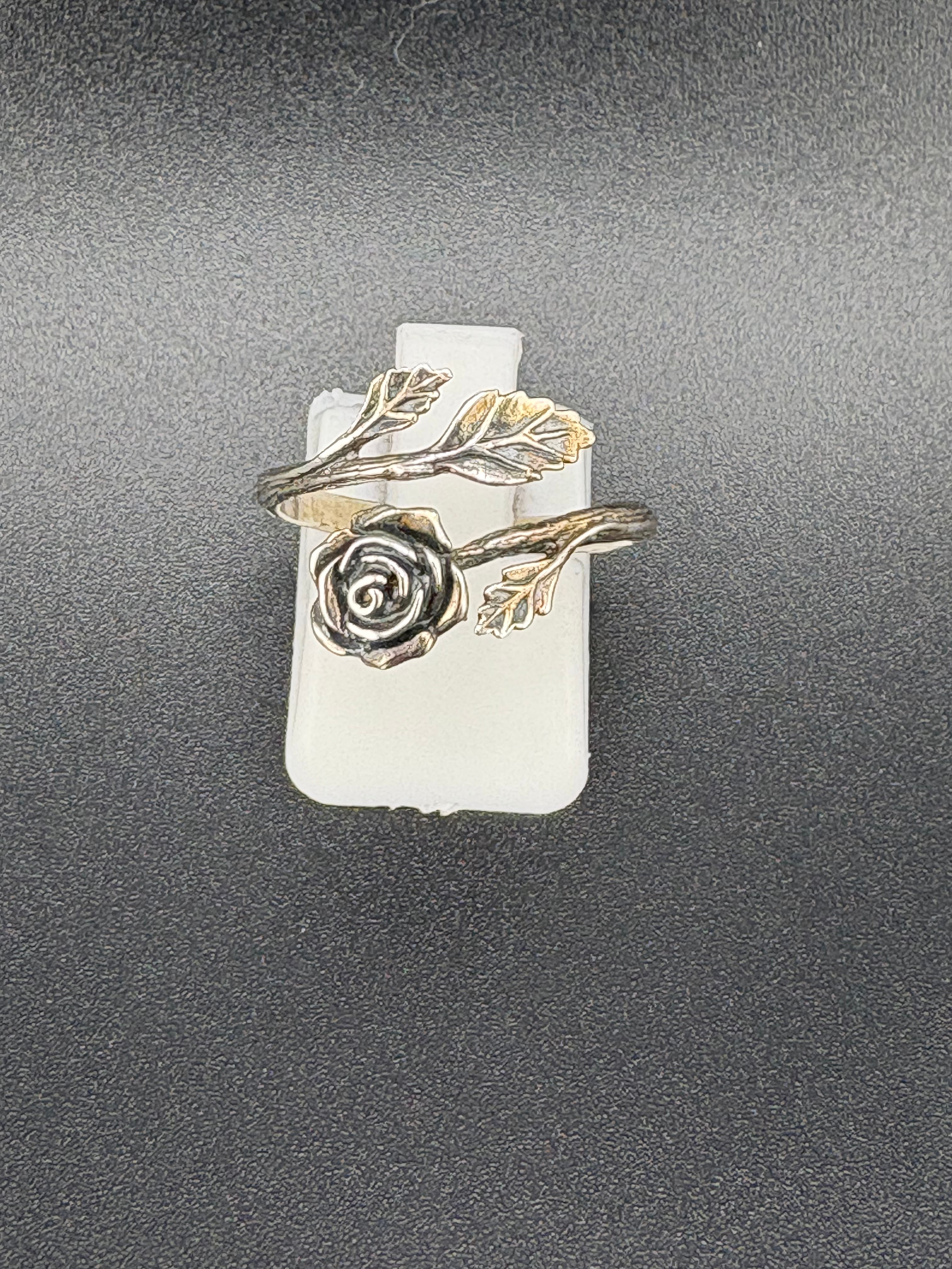 .925 Sterling Silver Rose Wrap Ring – 3.3g – Size 8