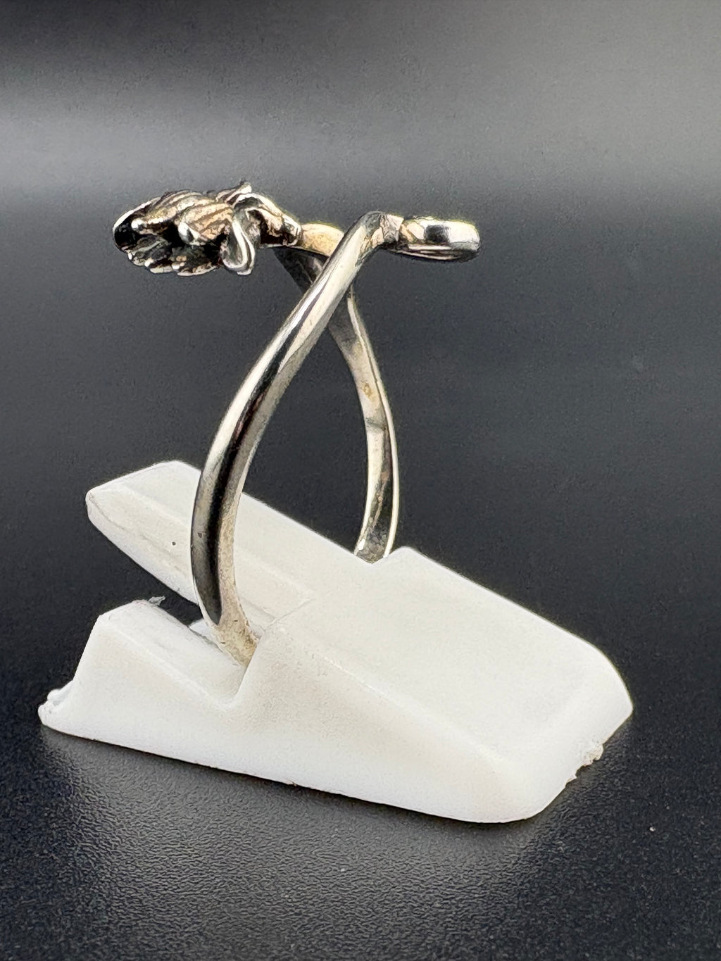 .925 Sterling Silver Lotus Flower Ring – 3.21g – Size 7.5 Adjustable