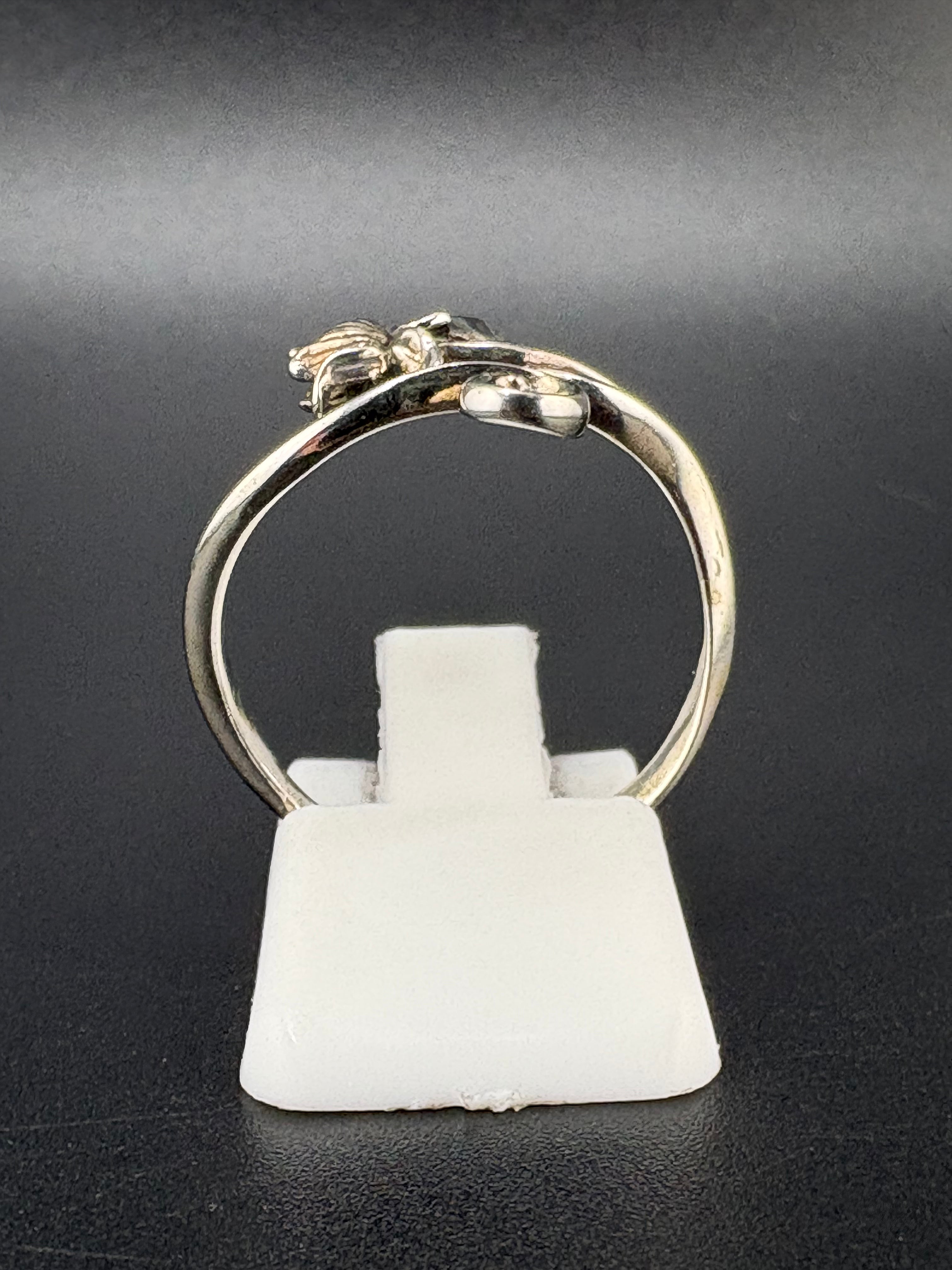 .925 Sterling Silver Lotus Flower Ring – 3.21g – Size 7.5 Adjustable