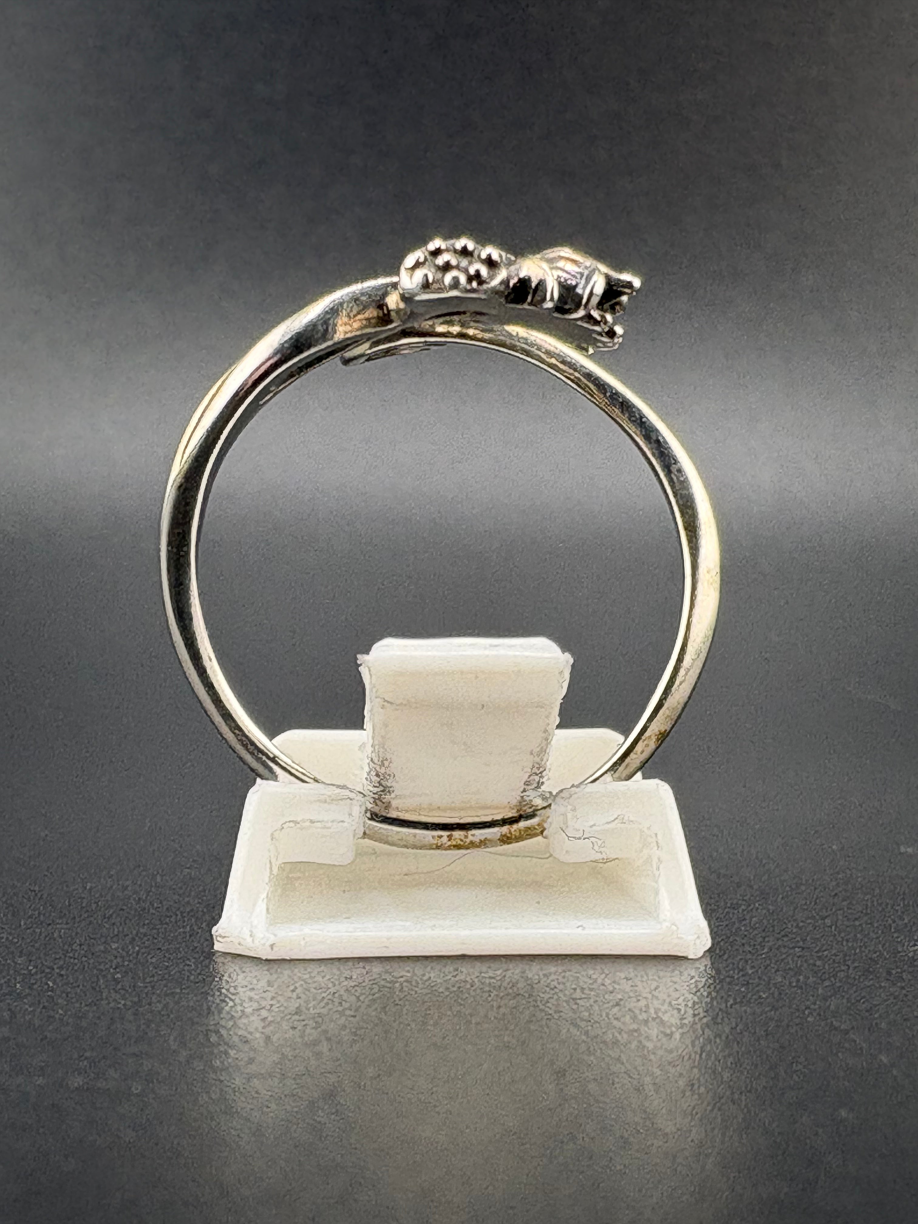 .925 Sterling Silver Lotus Flower Ring – 3.21g – Size 7.5 Adjustable