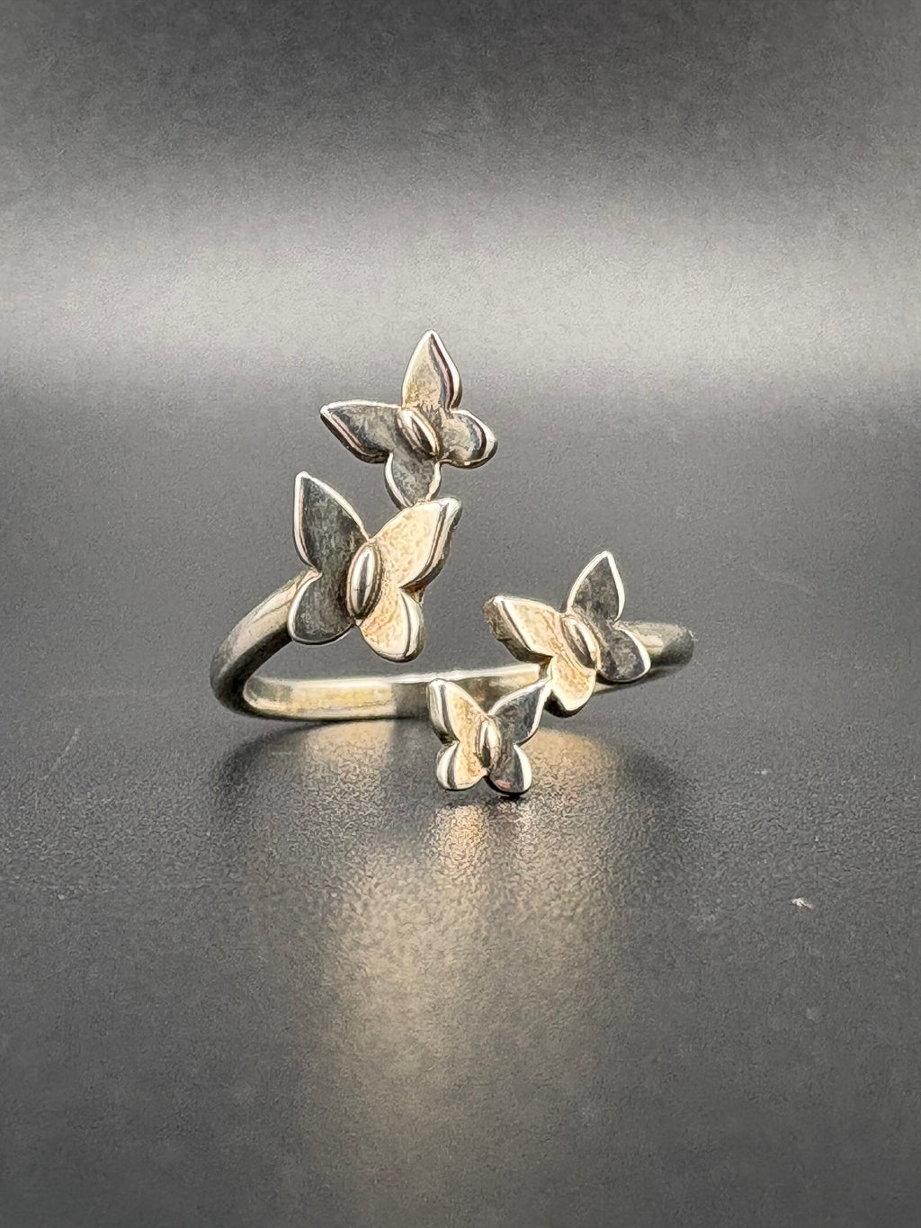 .925 Sterling Silver Butterfly Ring – 2.09g – Size 7.5 Adjustable