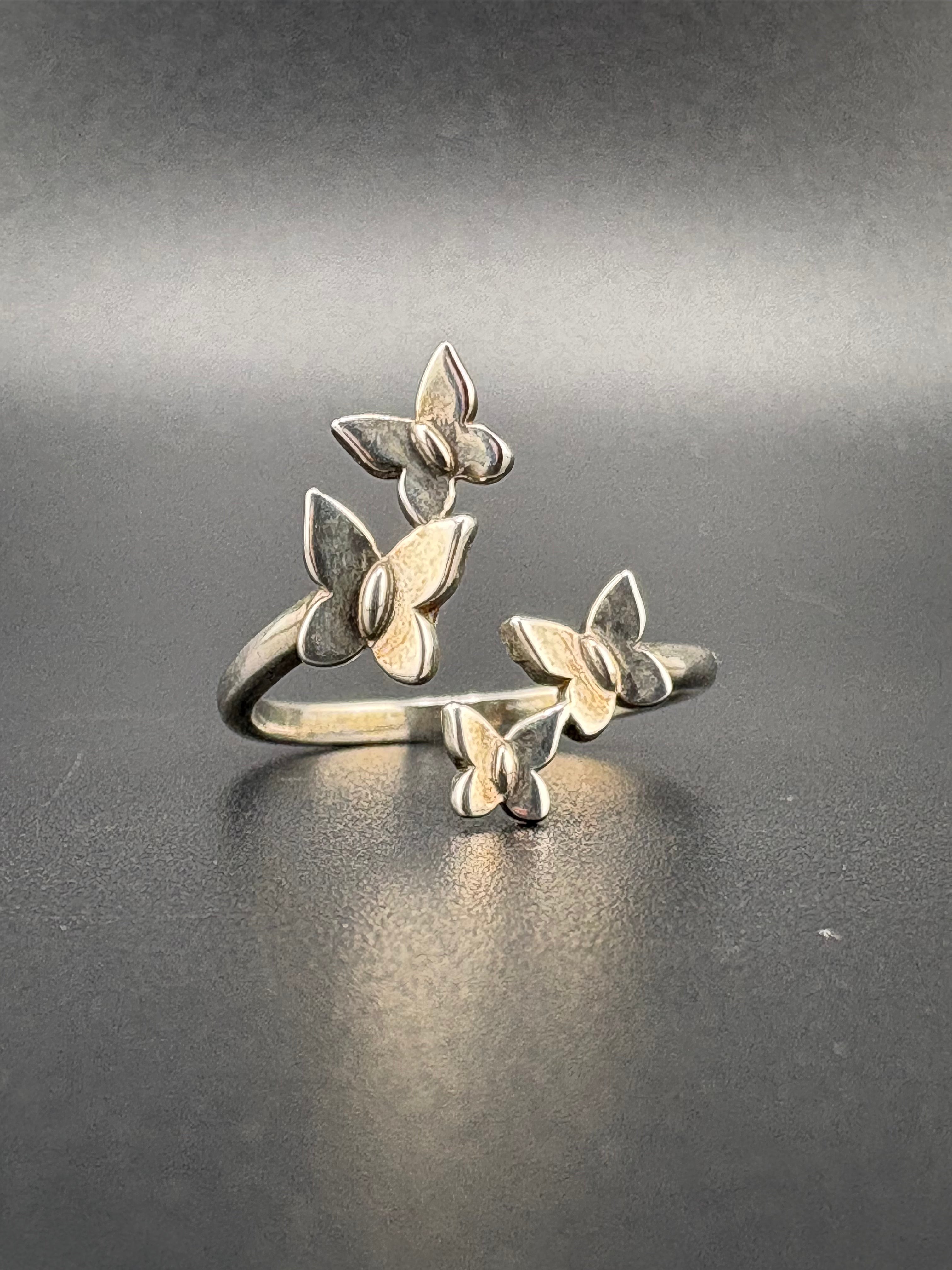 .925 Sterling Silver Butterfly Ring – 2.09g – Size 7.5 Adjustable
